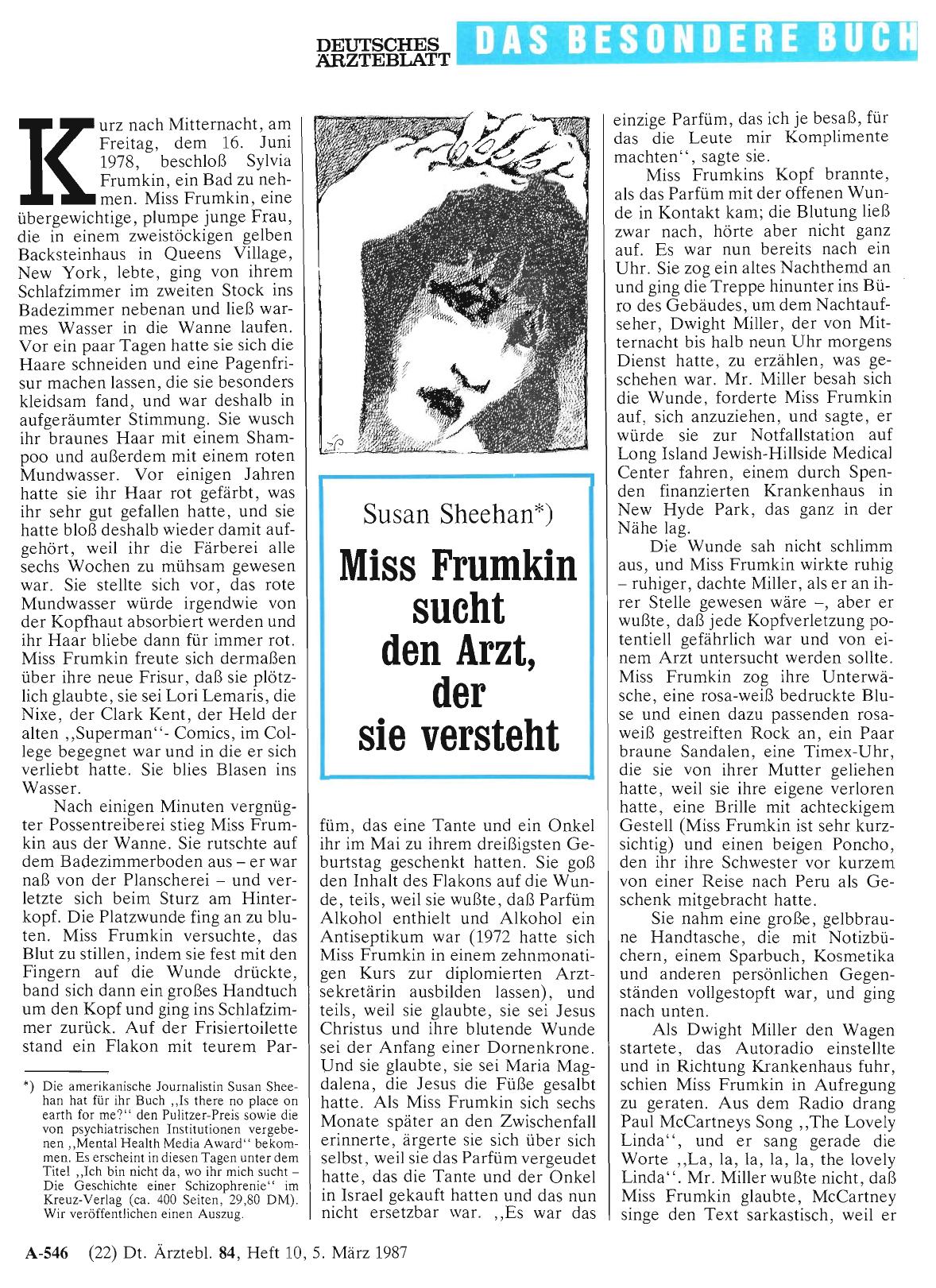 Vorschauseite 1: Susan Sheehan: Miss Frumkin sucht den Arzt, der sie versteht