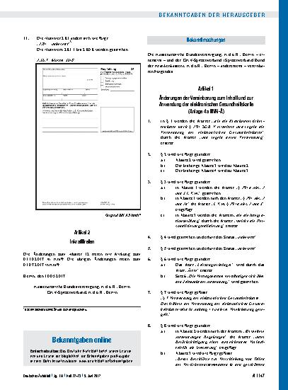 Vorschauseite 3: 7. Änderung der Vereinbarung über den Einsatz des Blankoformularbedruckungs-Verfahrens zur Herstellung und Bedruckung von Vordrucken für die vertragsärztliche Versorgung vom 1. Ok…