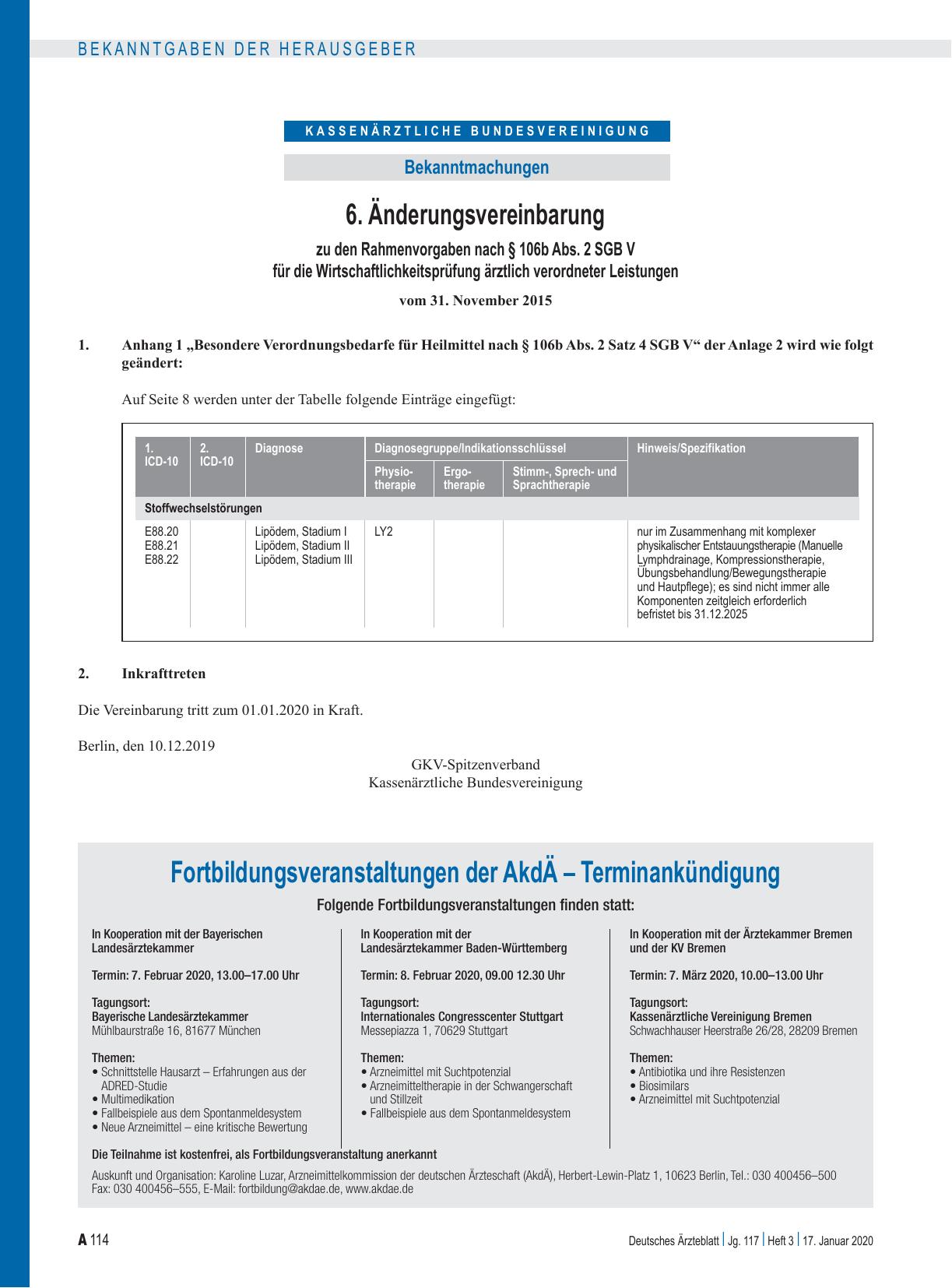 Vorschauseite 1: 6. Änderungsvereinbarung zu den Rahmenvorgaben nach § 106b Abs. 2 SGB V für die Wirtschaftlichkeitsprüfung ärztlich verordneter Leistungen