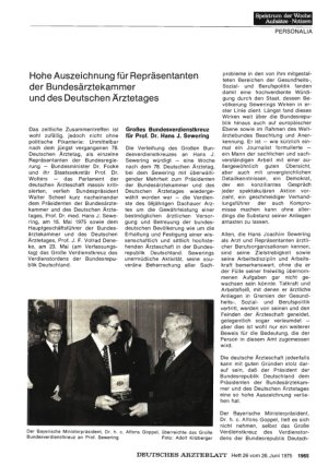 Vorschauseite 1: Hohe Auszeichnung für Repräsentanten der Bundesärztekammer und des Deutschen Ärztetages