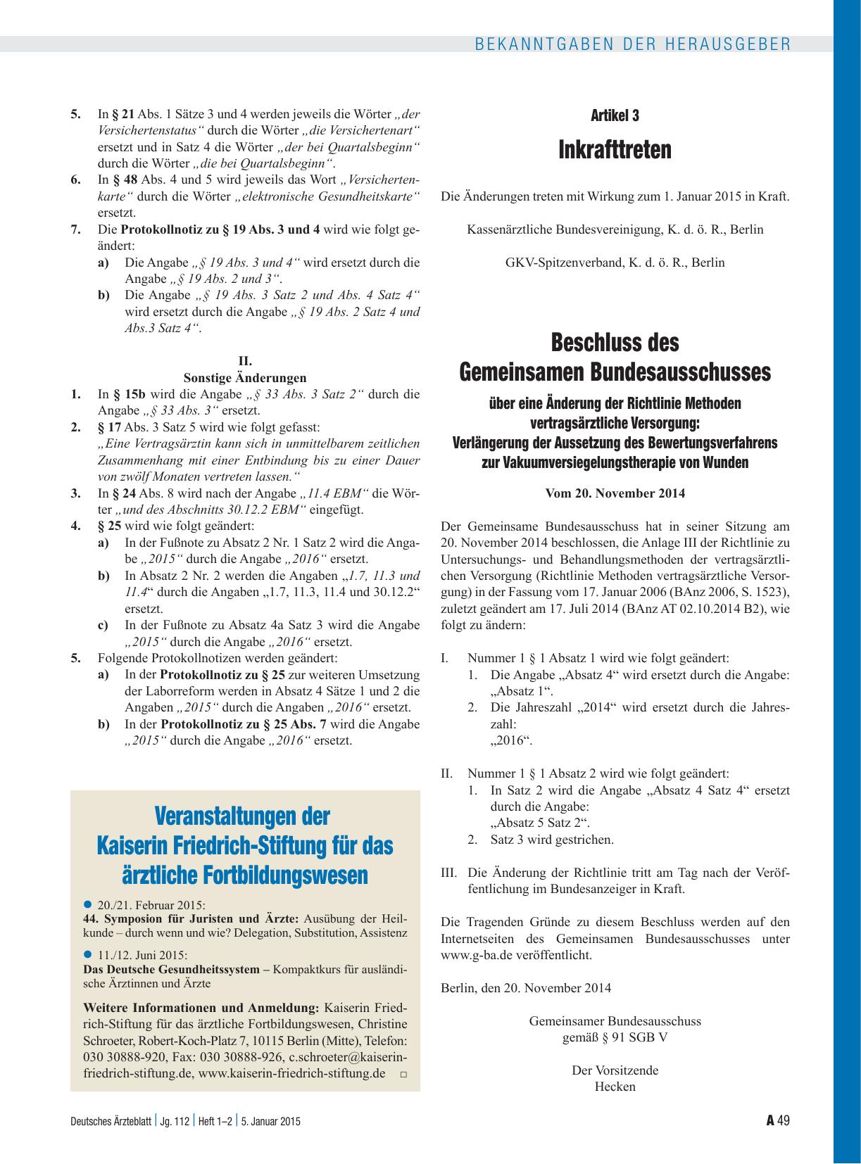 Vorschauseite 5: Artikel 1 – Zusammenführung der Anlagen des Bundesmantelvertrages-Ärzte und des Bundesmantelvertrages Ärzte/Ersatzkassen