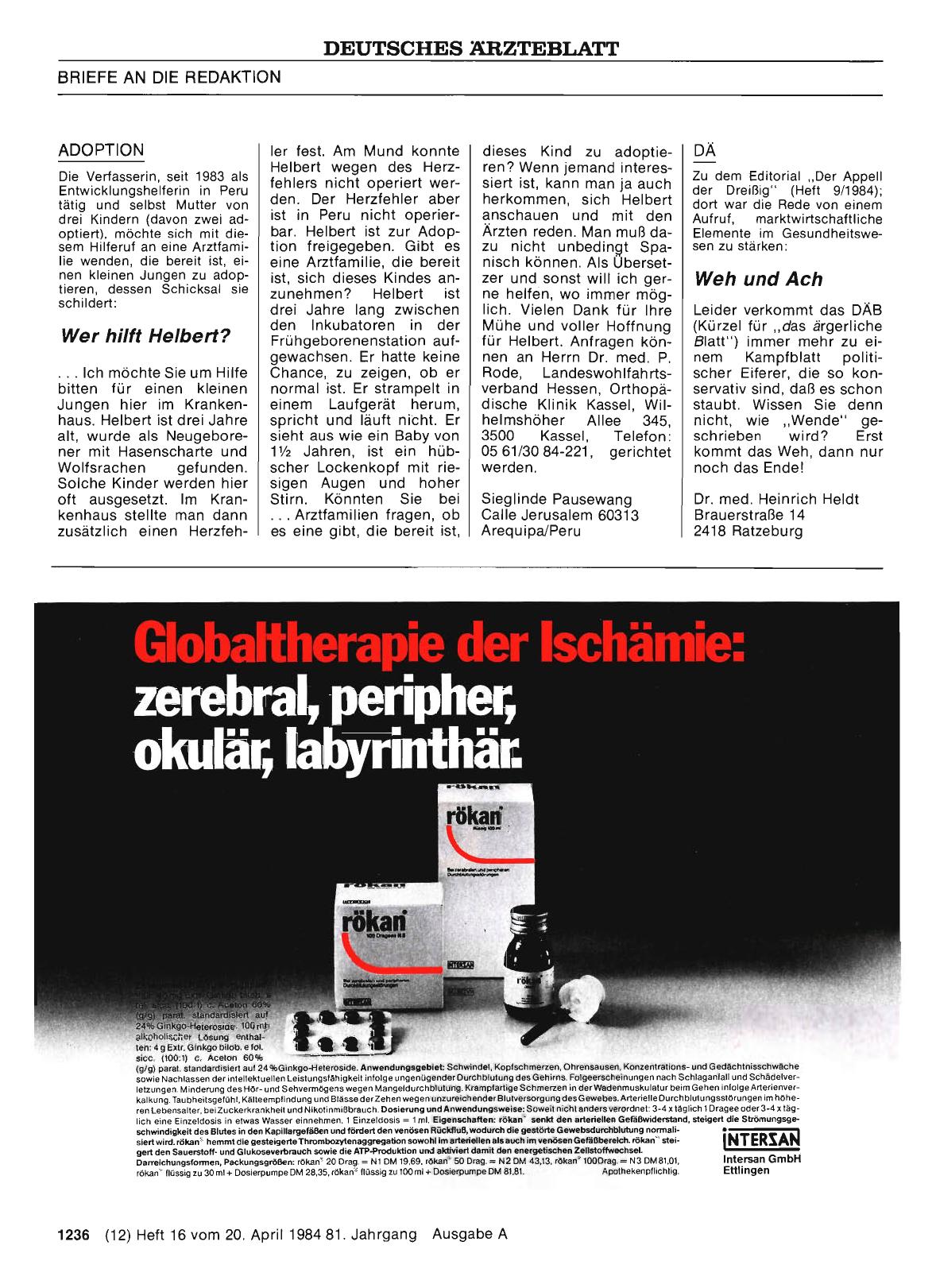 Vorschauseite 1: DÄ: Weh und Ach