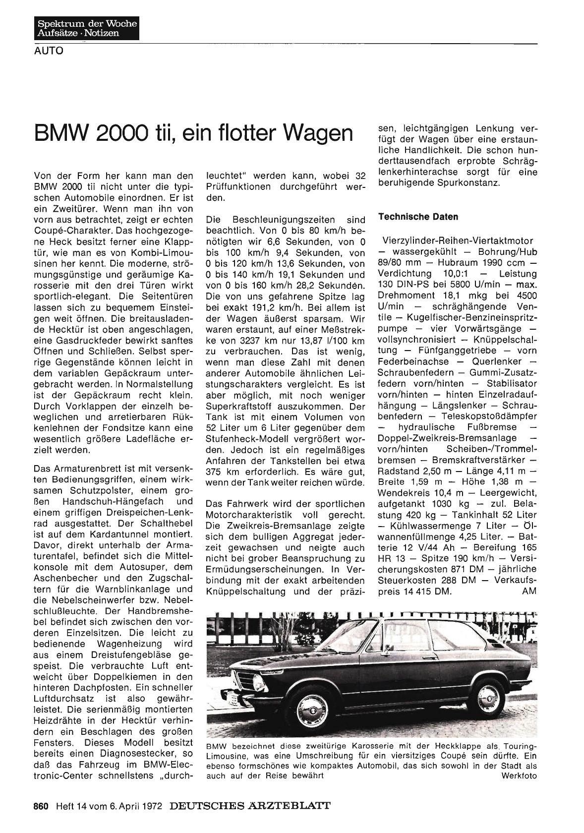 Vorschauseite 1: BMW 2000 tii, ein flotter Wagen