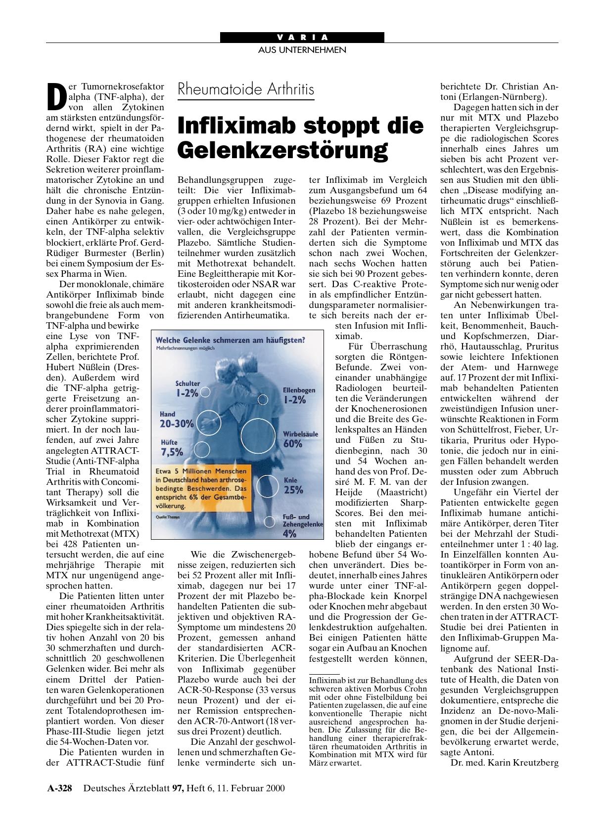 Vorschauseite 1: Rheumatoide Arthritis: Infliximab stoppt die Gelenkzerstörung