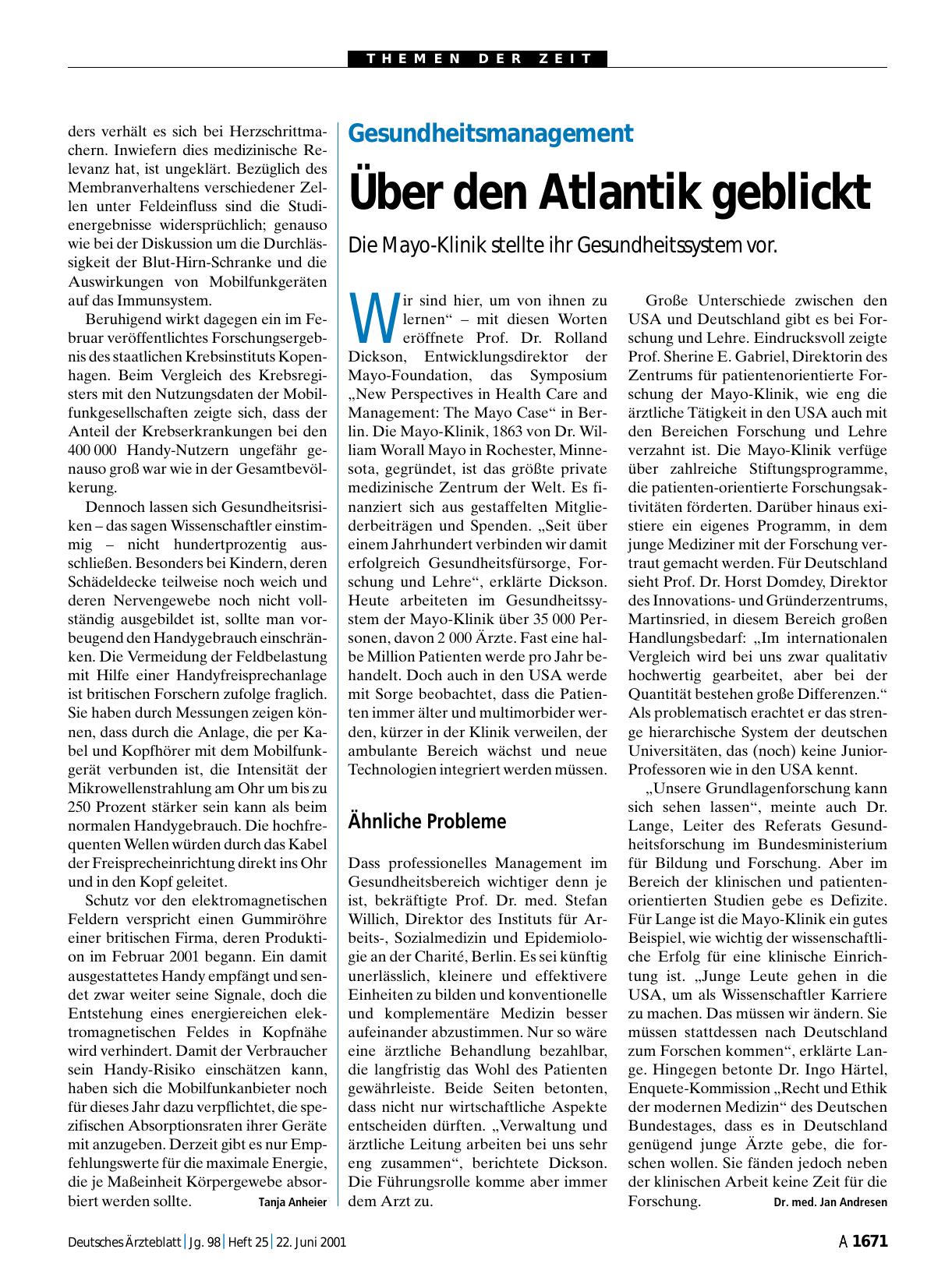 Vorschauseite 1: Gesundheitsmanagement: Über den Atlantik geblickt
