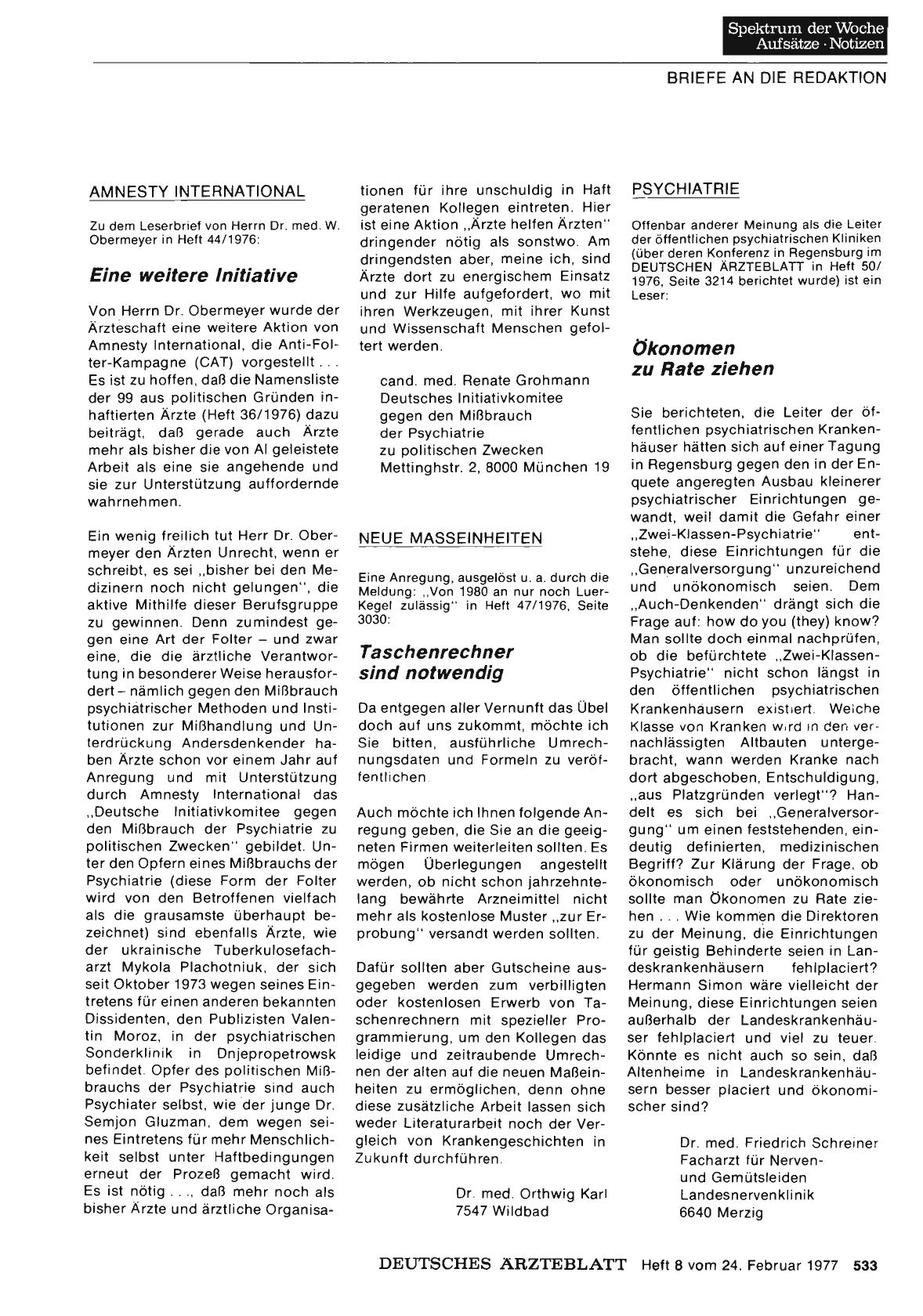 Vorschauseite 1: AMNESTY INTERNATIONAL: Eine weitere Initiative