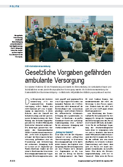Vorschauseite 1: KBV-Vertreterversammlung: Gesetzliche Vorgaben gefährden ambulante Versorgung