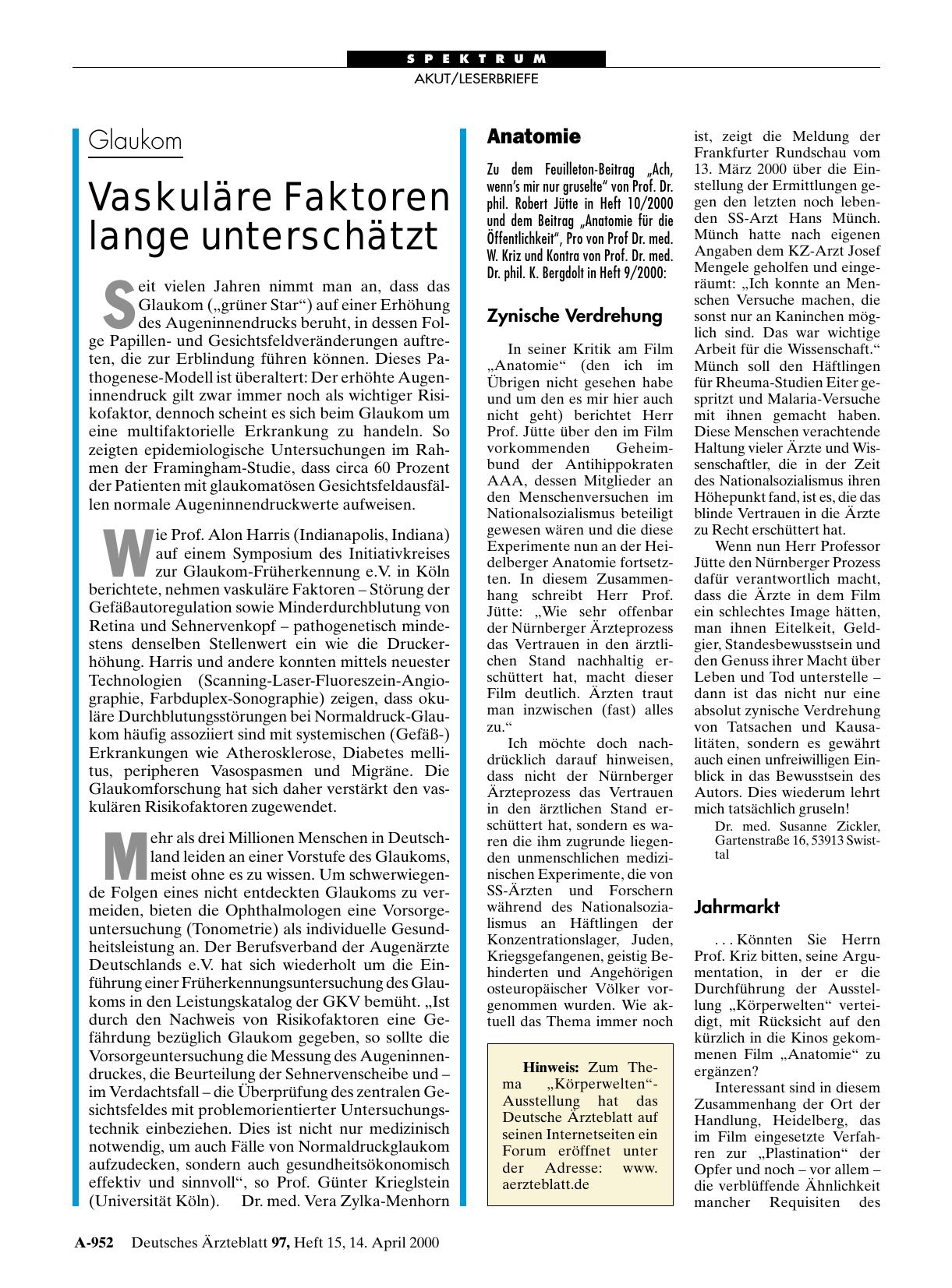 Vorschauseite 1: Glaukom: Vaskuläre Faktoren lange unterschätzt