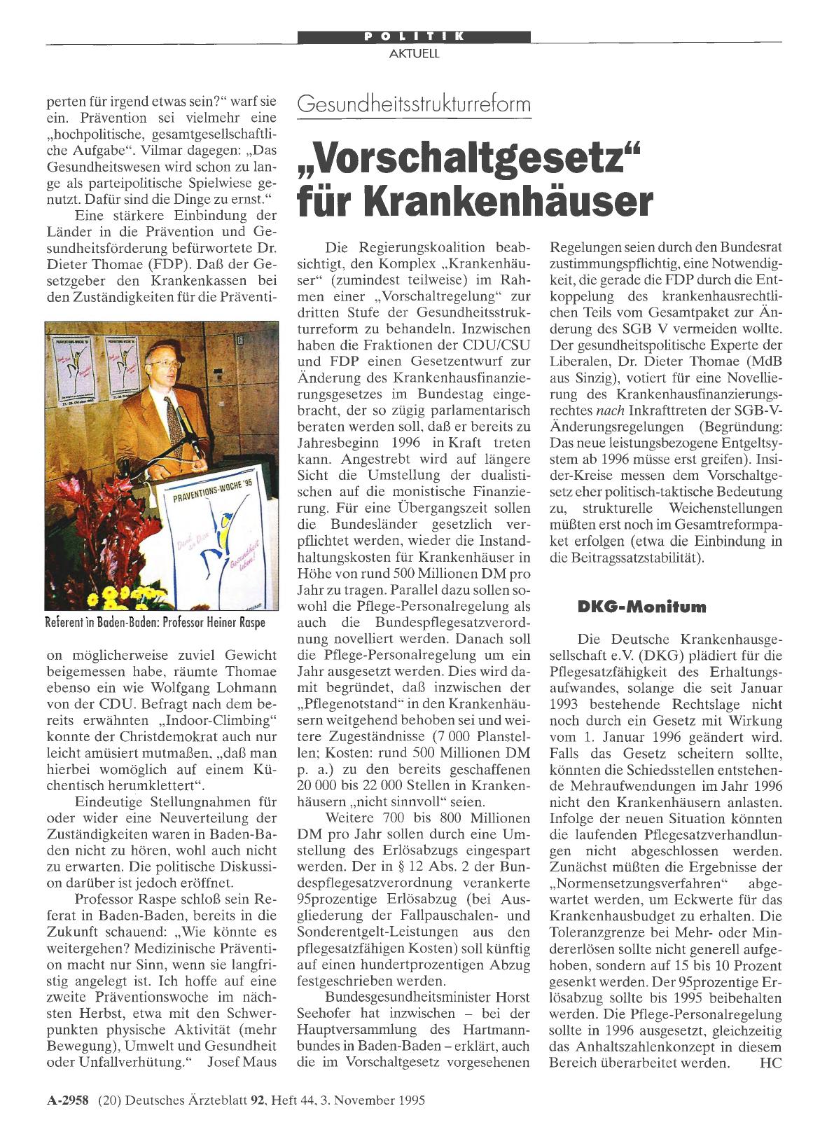 Vorschauseite 1: Gesundheitsstrukturreform: „Vorschaltgesetz“ für Krankenhäuser