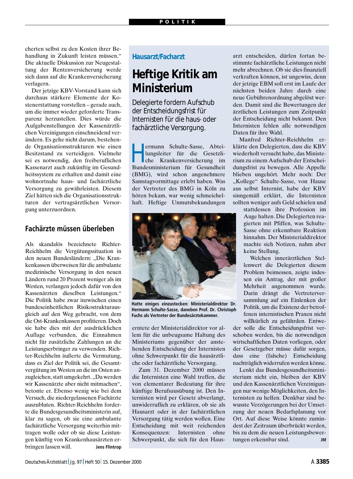 Vorschauseite 1: Hausarzt/Facharzt: Heftige Kritik am Ministerium
