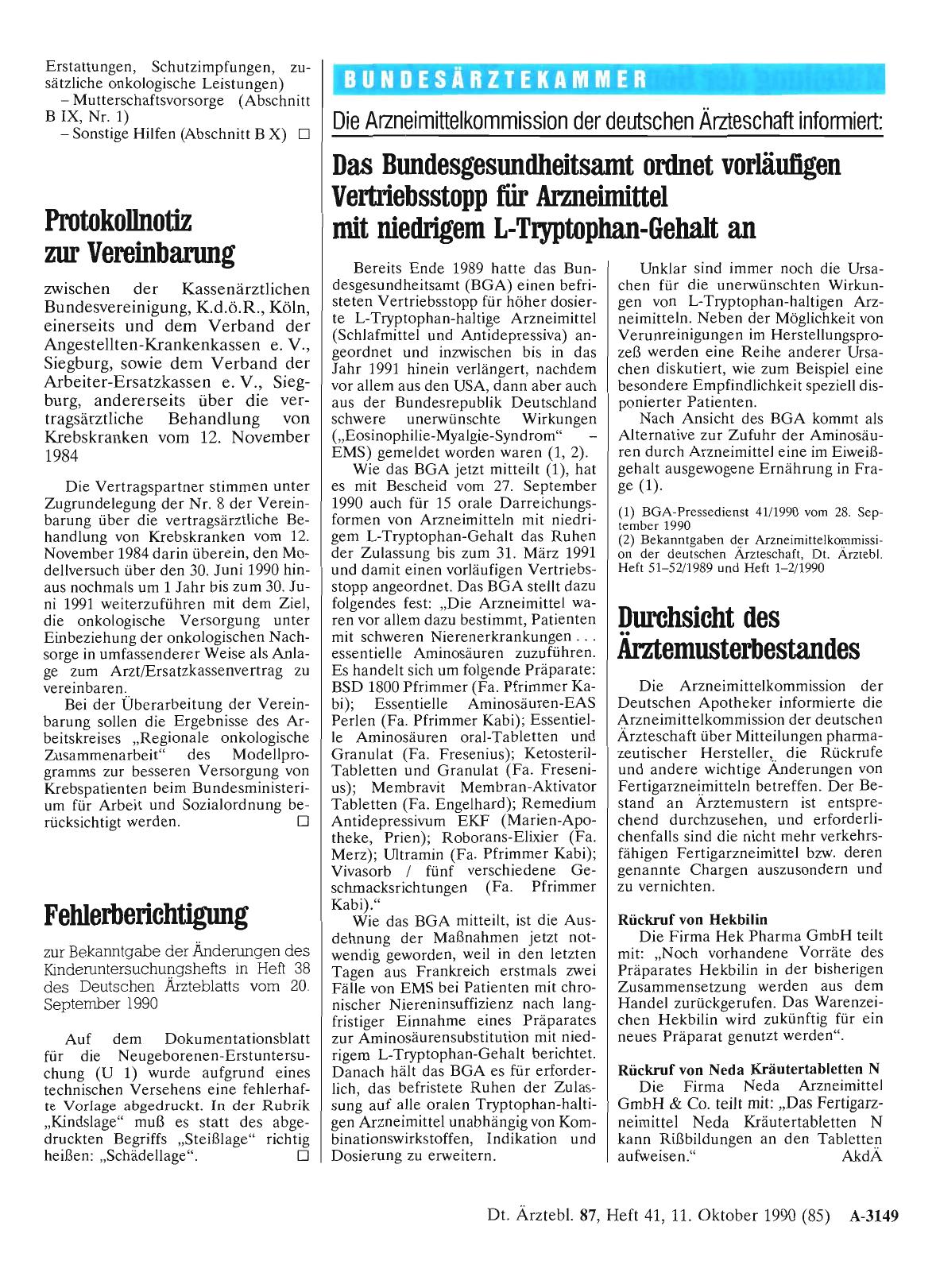 Vorschauseite 1: Durchsicht des Ärztemusterbestandes
