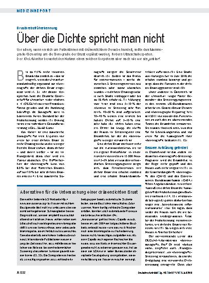 Vorschauseite 1: Brustkrebsfrüherkennung: Über die Dichte spricht man nicht
