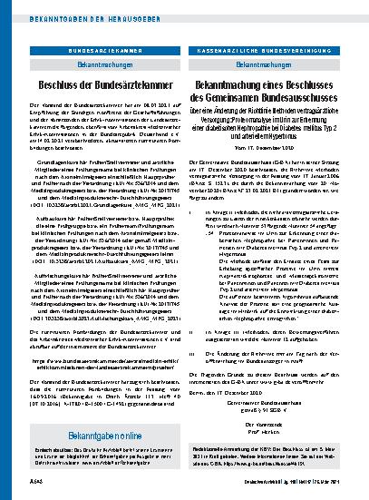 Vorschauseite 1: Bekanntmachung eines Beschlusses des Gemeinsamen Bundesausschusses über eine Änderung der Richtlinie Methoden vertragsärztliche Versorgung: Proteomanalyse im Urin zur Erkennung ei…