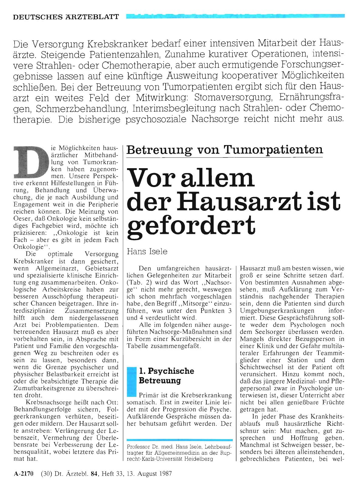 Vorschauseite 1: Betreuung von Tumorpatienten: Vor allem der Hausarzt ist gefordert