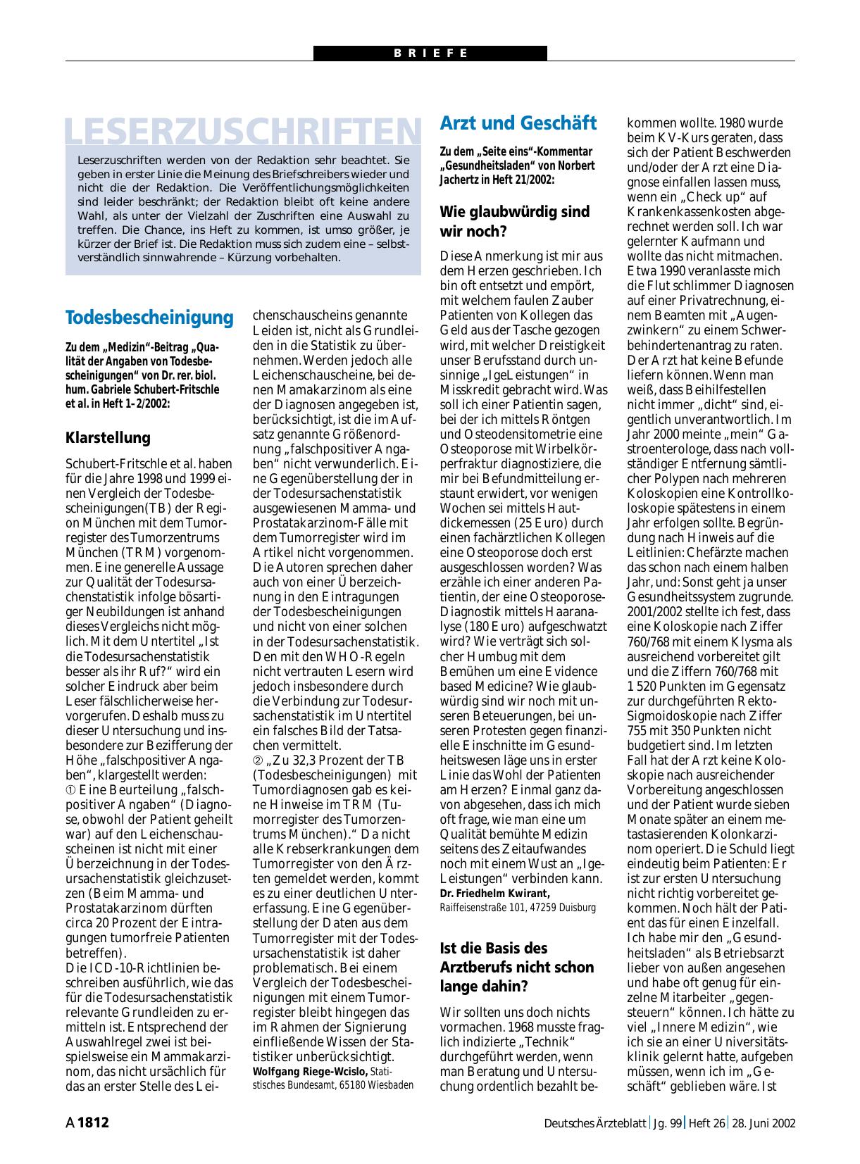Vorschauseite 1: Arzt und Geschäft: Wie glaubwürdig sind wir noch?