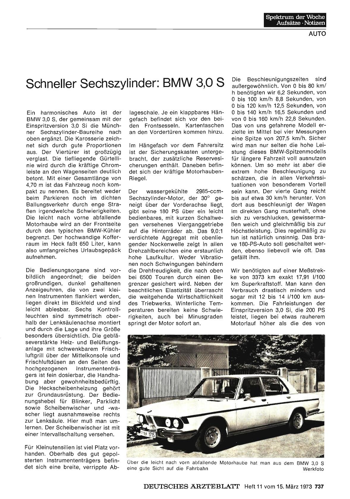 Vorschauseite 1: Schneller Sechszylinder: BMW 3, 0 S