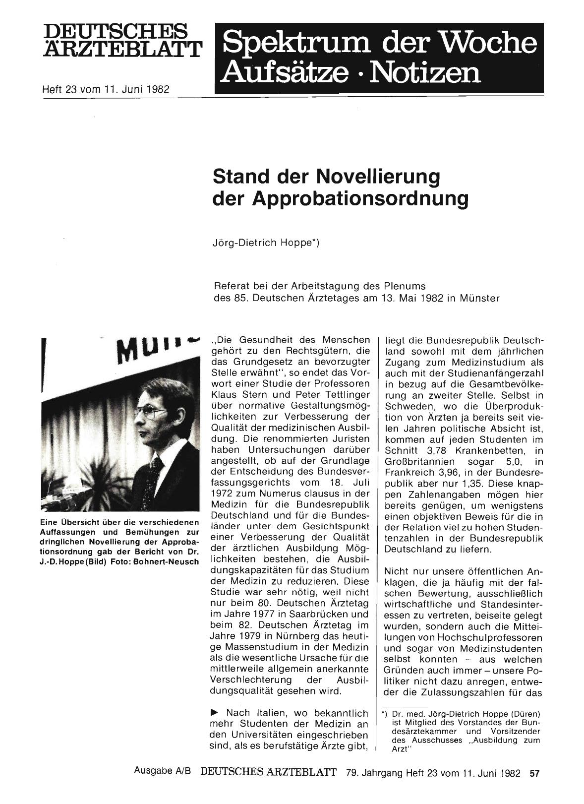 Vorschauseite 1: Stand der Novellierung der Approbationsordnung