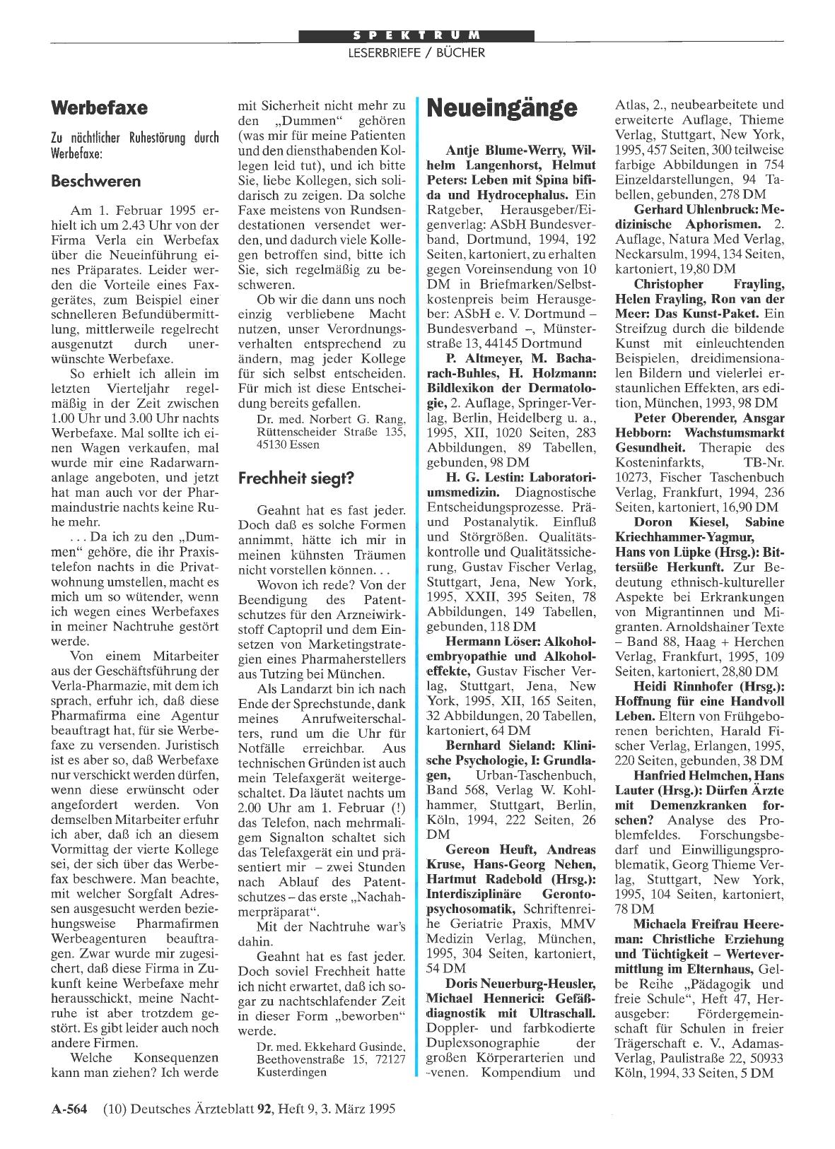 Vorschauseite 1: Werbefaxe: Frechheit siegt?
