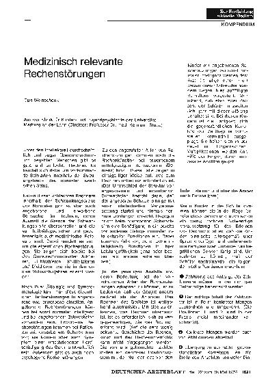 Vorschauseite 1: Medizinisch relevante Rechenstörungen