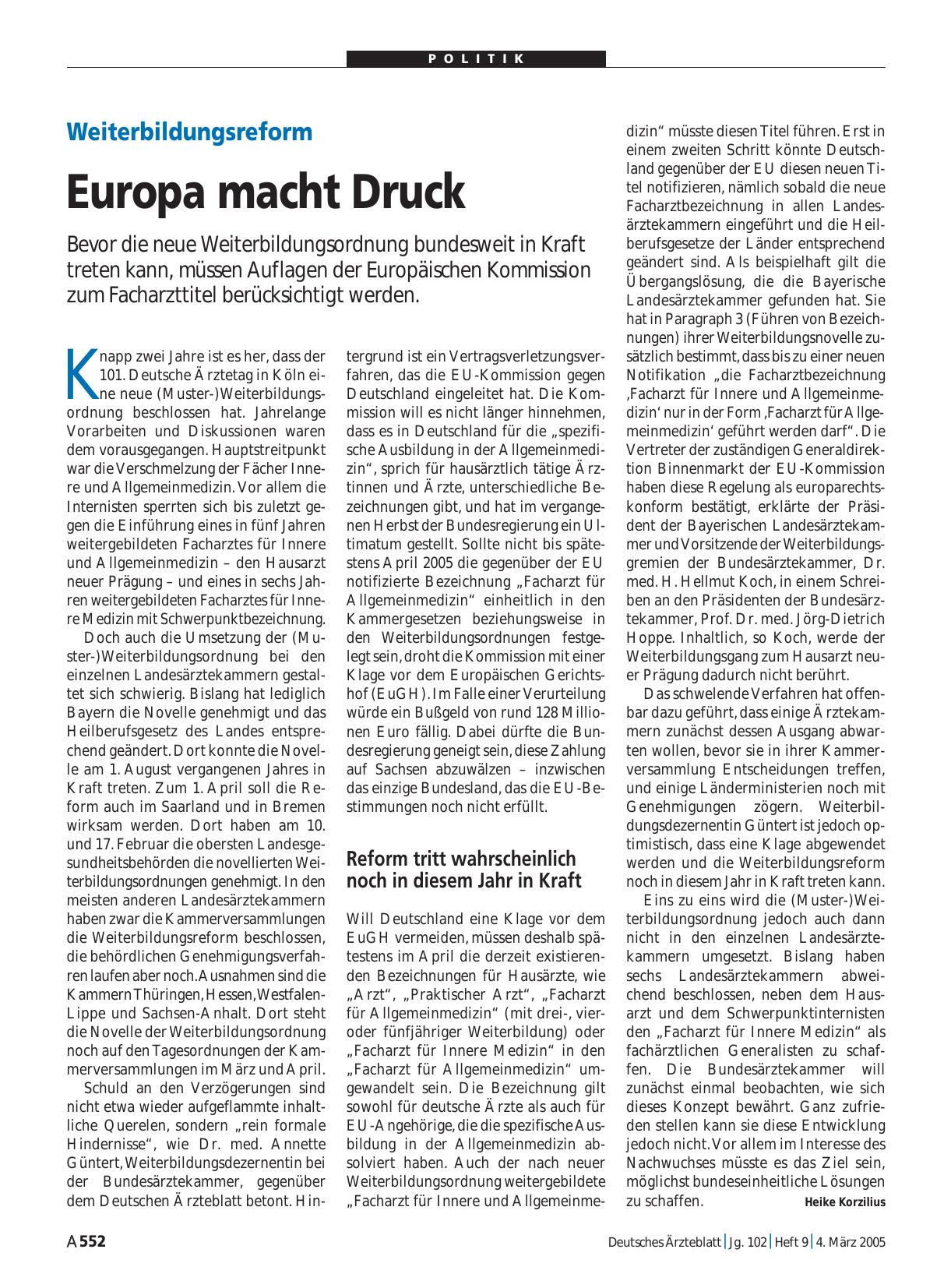 Vorschauseite 1: Weiterbildungsreform: Europa macht Druck