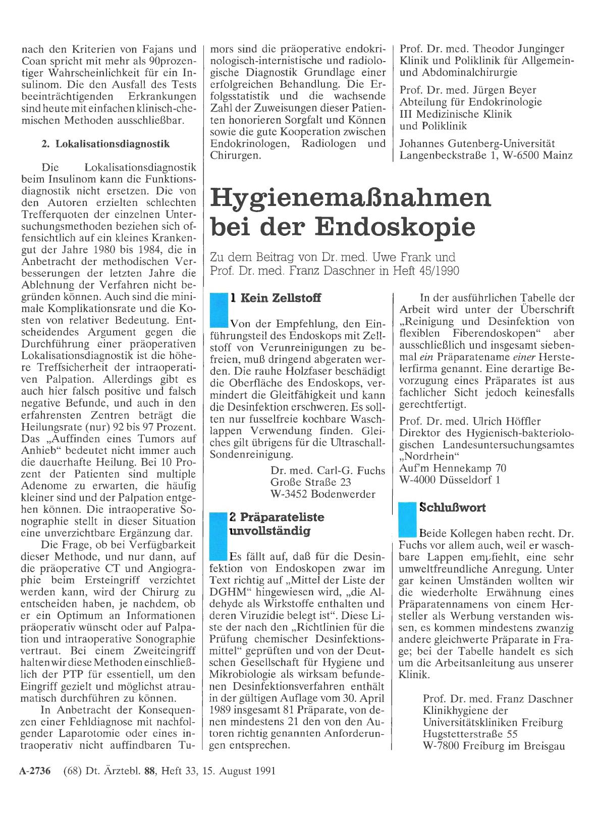 Vorschauseite 1: Hygienemaßnahmen bei der Endoskopie: Schlußwort