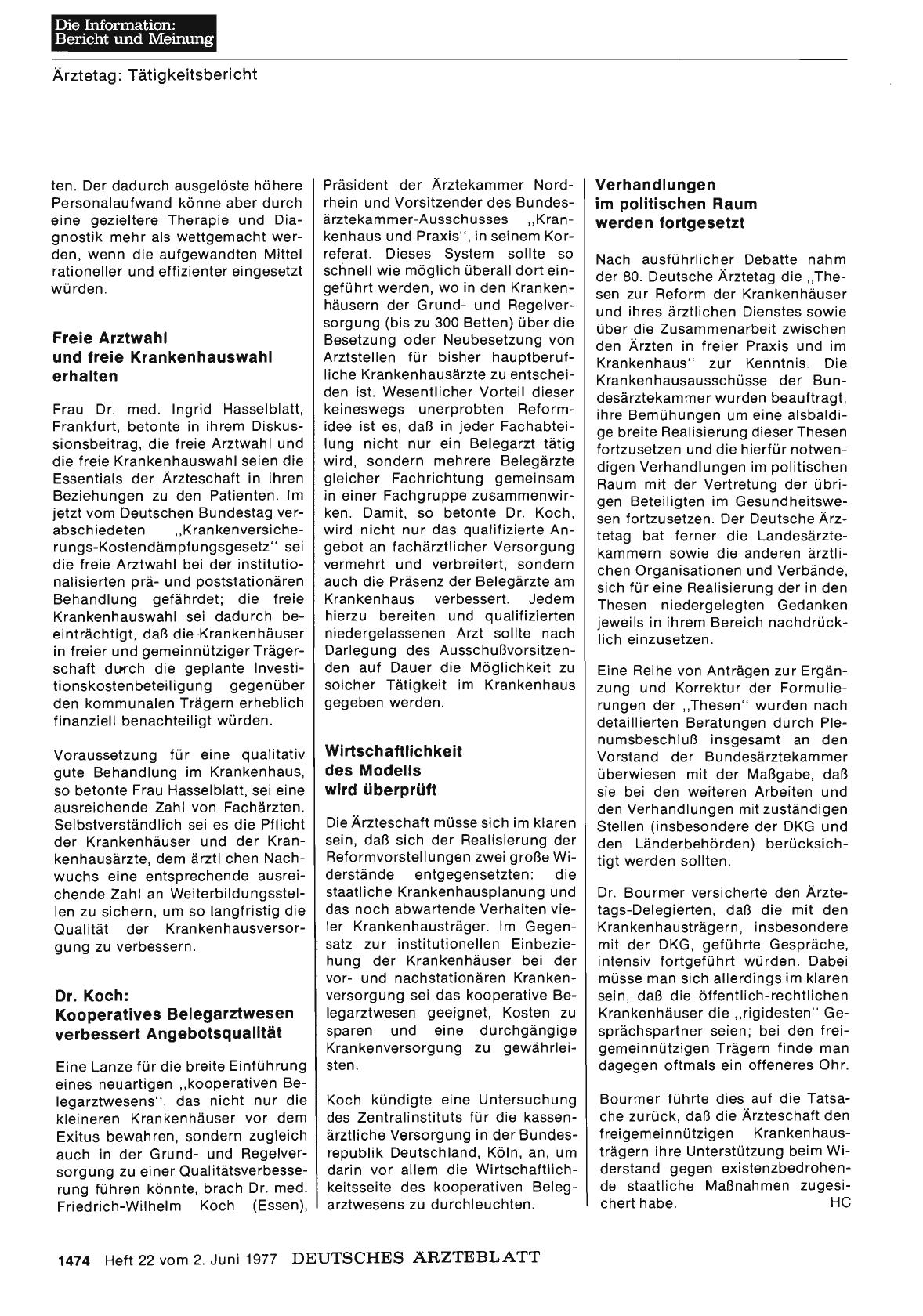 Vorschauseite 1: Fortentwicklung der Westerländer Leitsätze: Referat zu Punkt 8 der Tagesordnung „Tätigkeitsbericht der Bundesärztekammer“