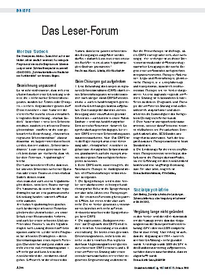 Vorschauseite 1: Morbus Sudeck: Bezeichnung unpassend