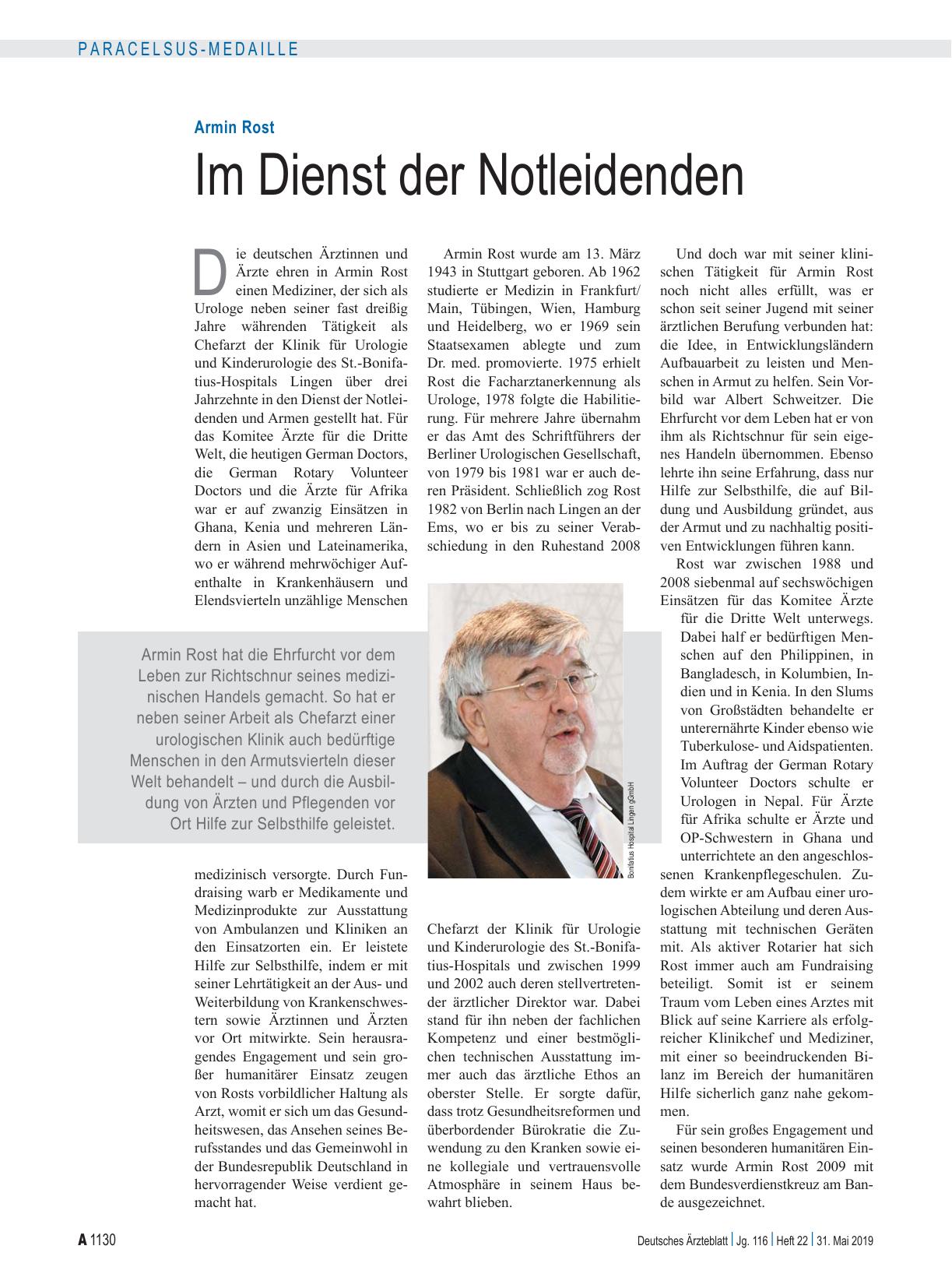 Vorschauseite 1: Armin Rost: Im Dienst der Notleidenden