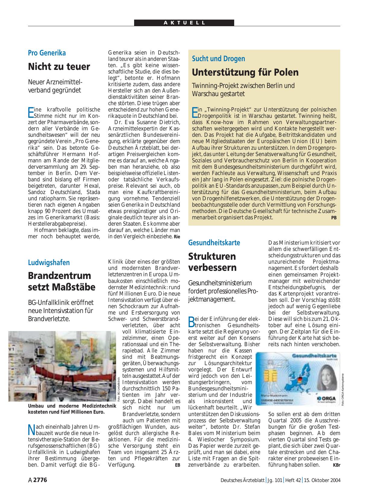 Vorschauseite 1: Gesundheitskarte: Strukturen verbessern