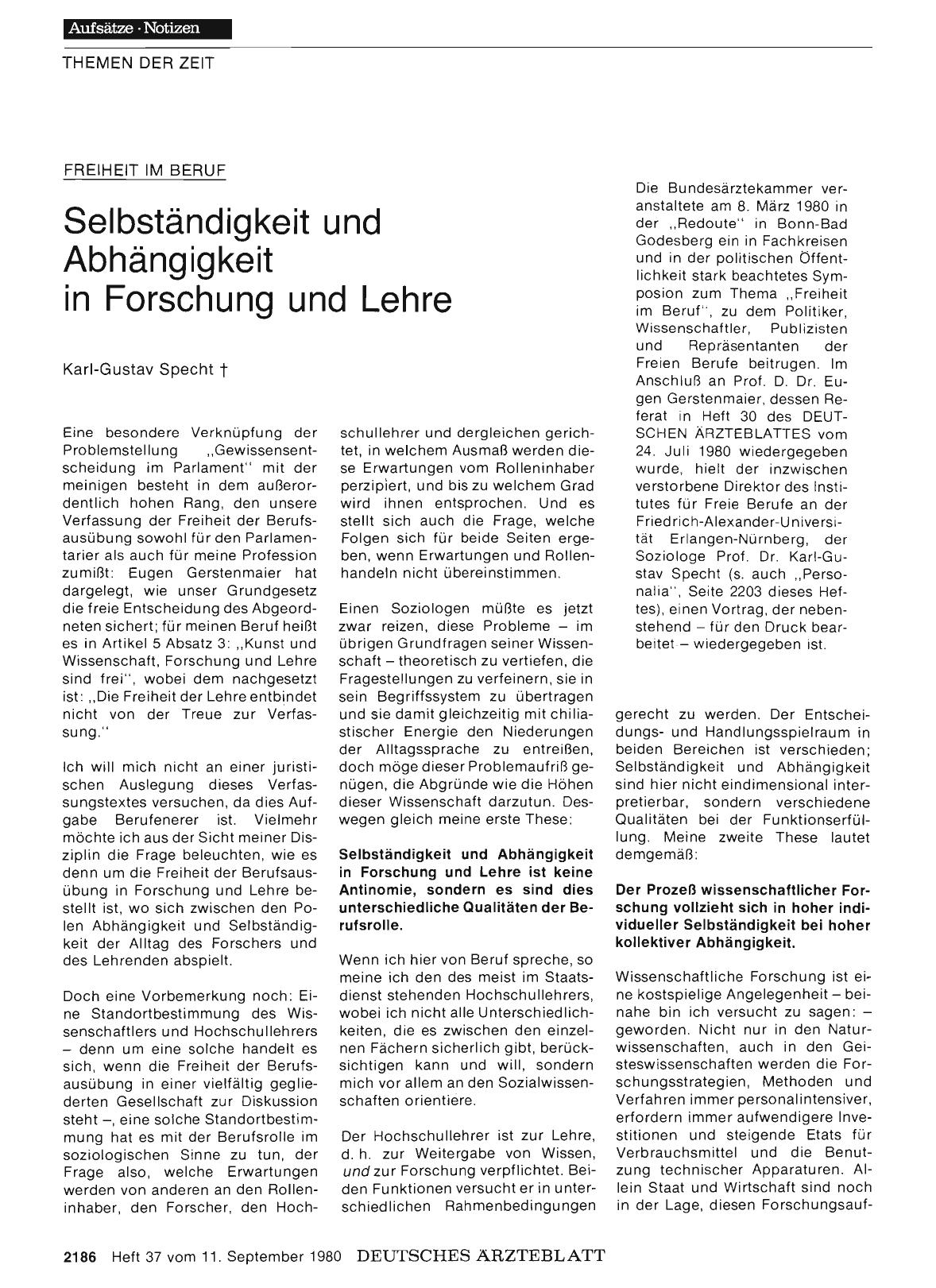 Vorschauseite 1: Freiheit im Beruf: Selbständigkeit und Abhängigkeit in Forschung und Lehre