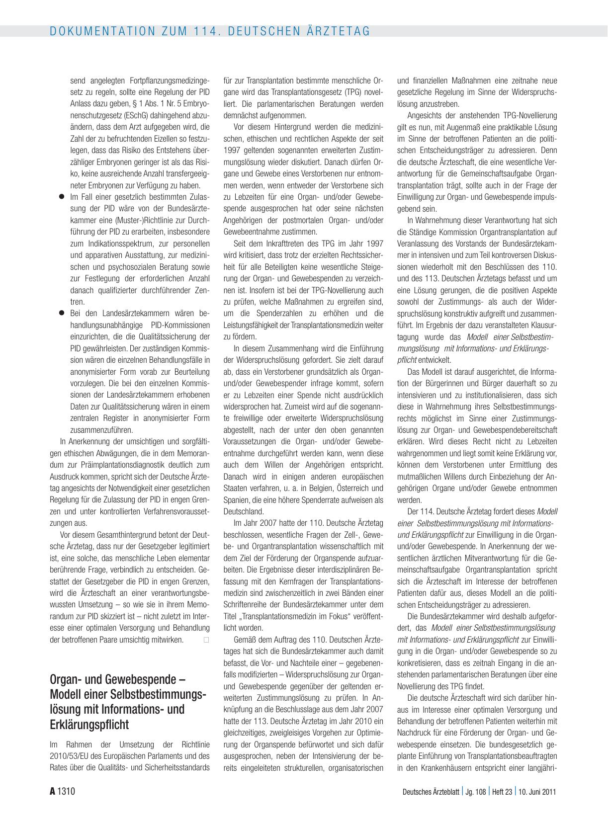 Vorschauseite 4: Entschliessungen zum Tagesordnungspunkt I: Gesundheits-, Sozialund ärztliche Berufspolitik