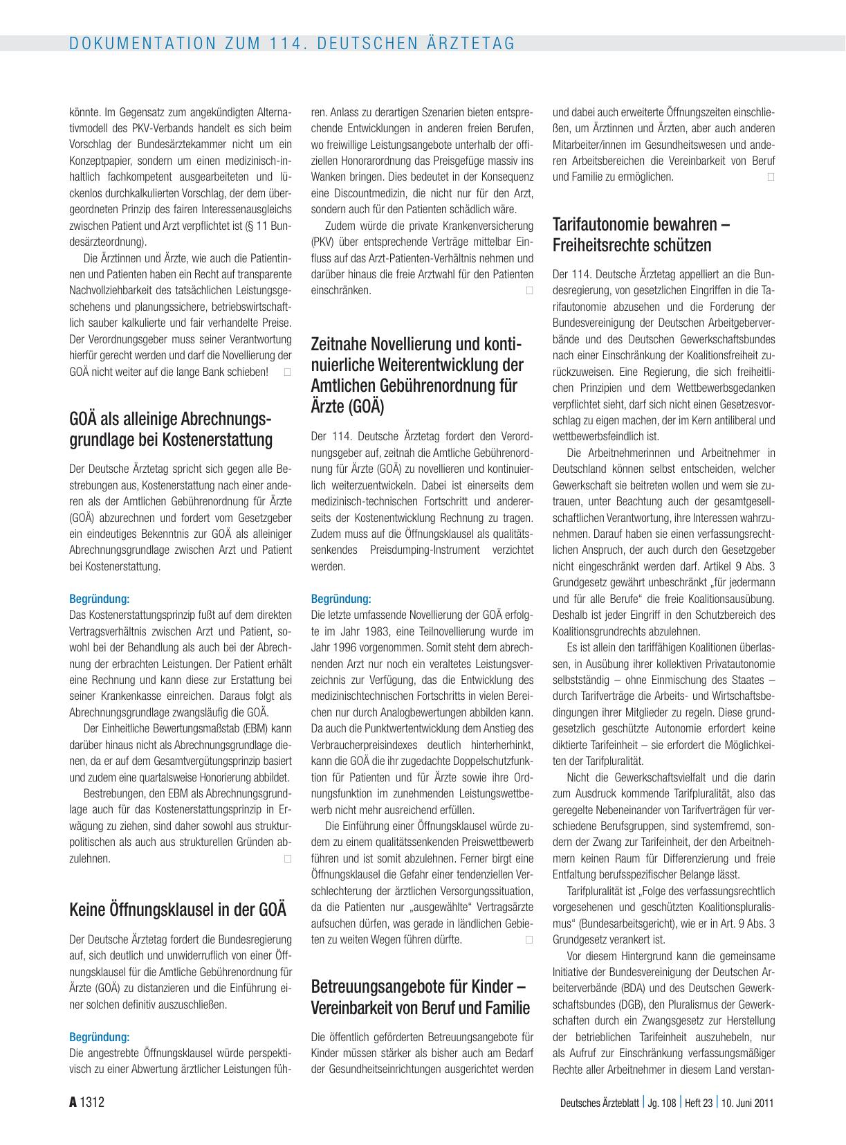 Vorschauseite 6: Entschliessungen zum Tagesordnungspunkt I: Gesundheits-, Sozialund ärztliche Berufspolitik