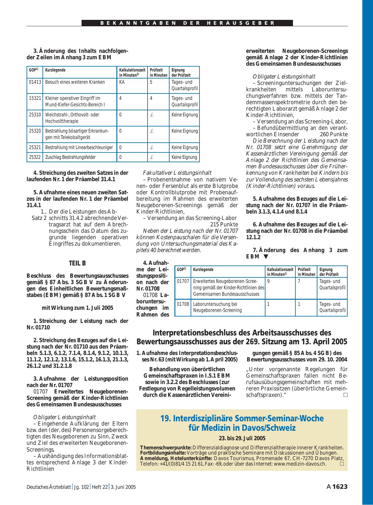 Vorschauseite 1: 19. Interdisziplinäre Sommer-Seminar-Woche für Medizin in Davos/Schweiz