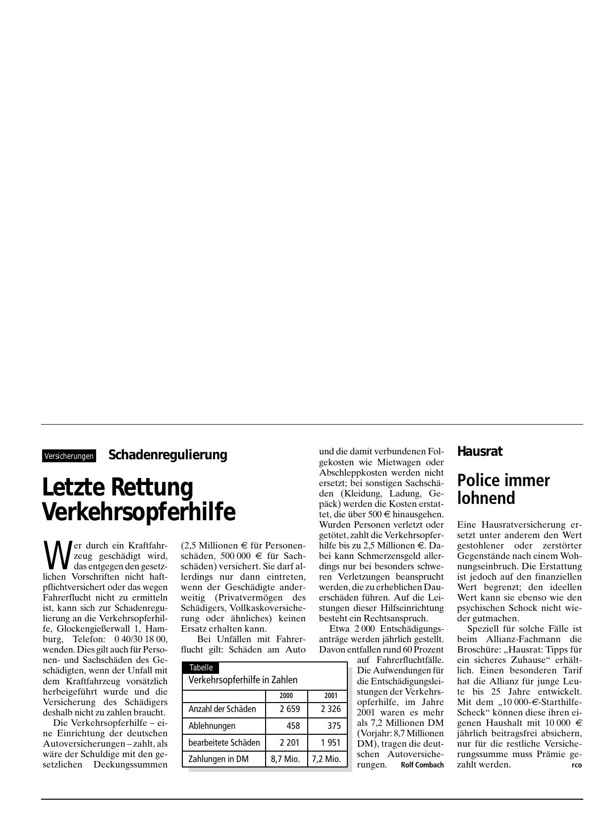 Vorschauseite 1: Hausrat: Police immer lohnend