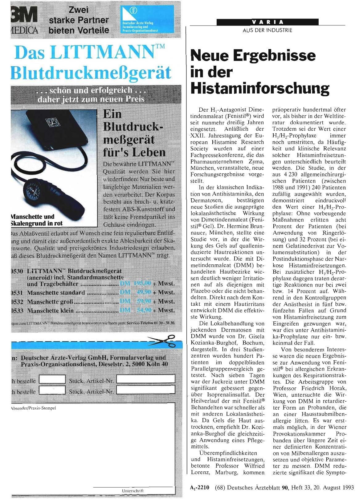 Vorschauseite 1: Neue Ergebnisse in der Histaminforschung