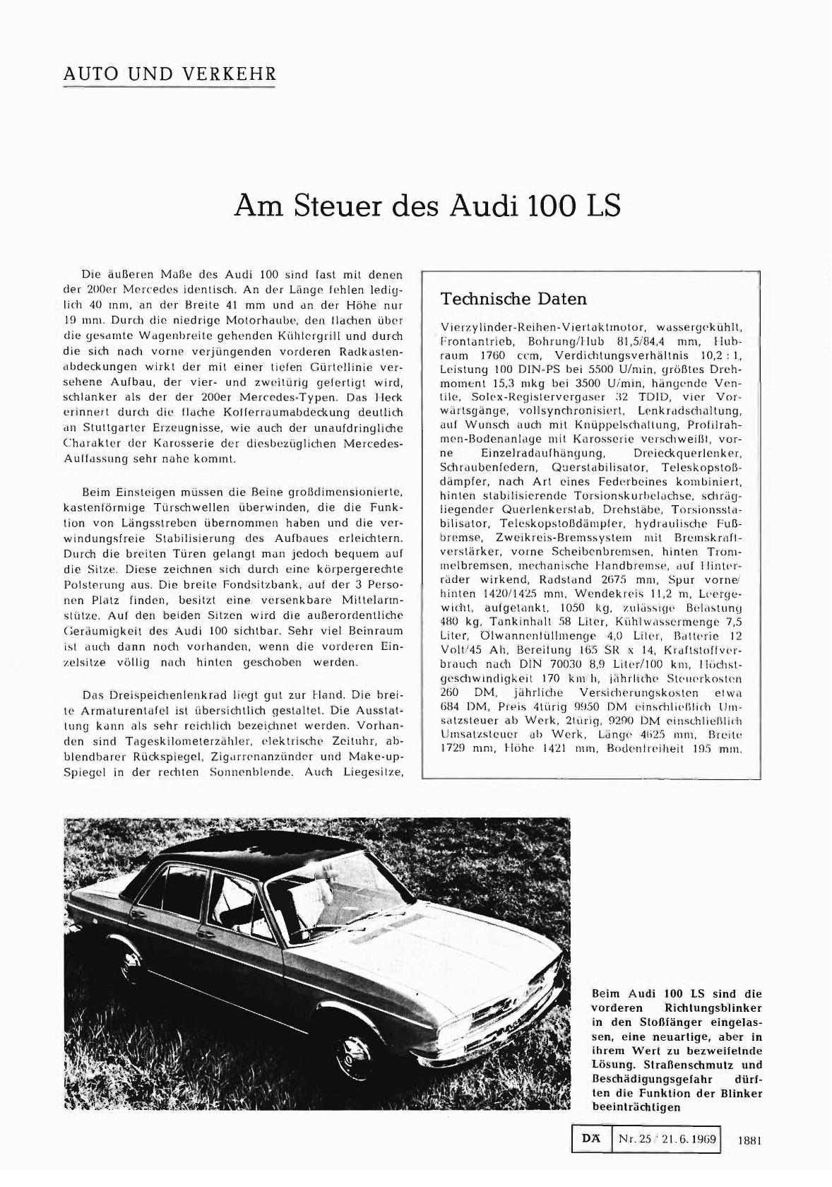 Vorschauseite 1: Am Steuer des Audi 100 LS