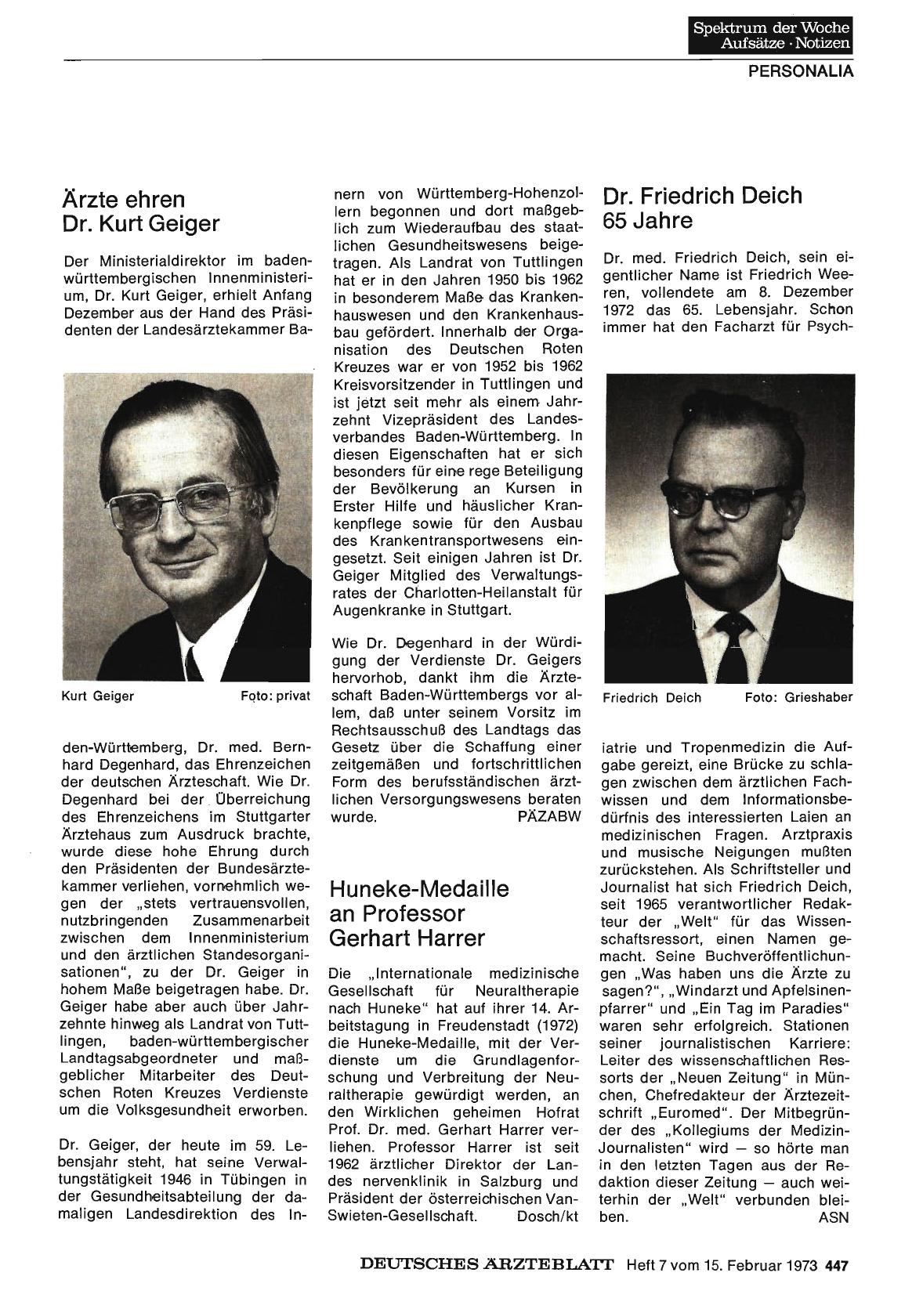 Vorschauseite 1: Prof. Siegfried Koller 65 Jahre
