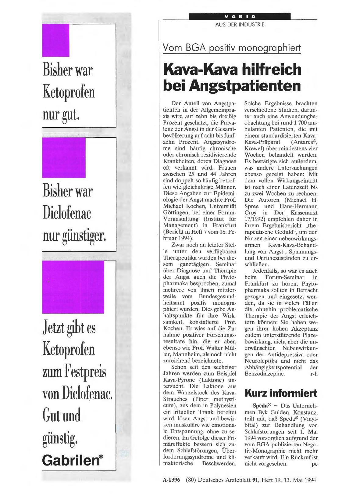 Vorschauseite 1: Vom BGA positiv monographiert: Kava-Kava hilfreich bei Angstpatienten