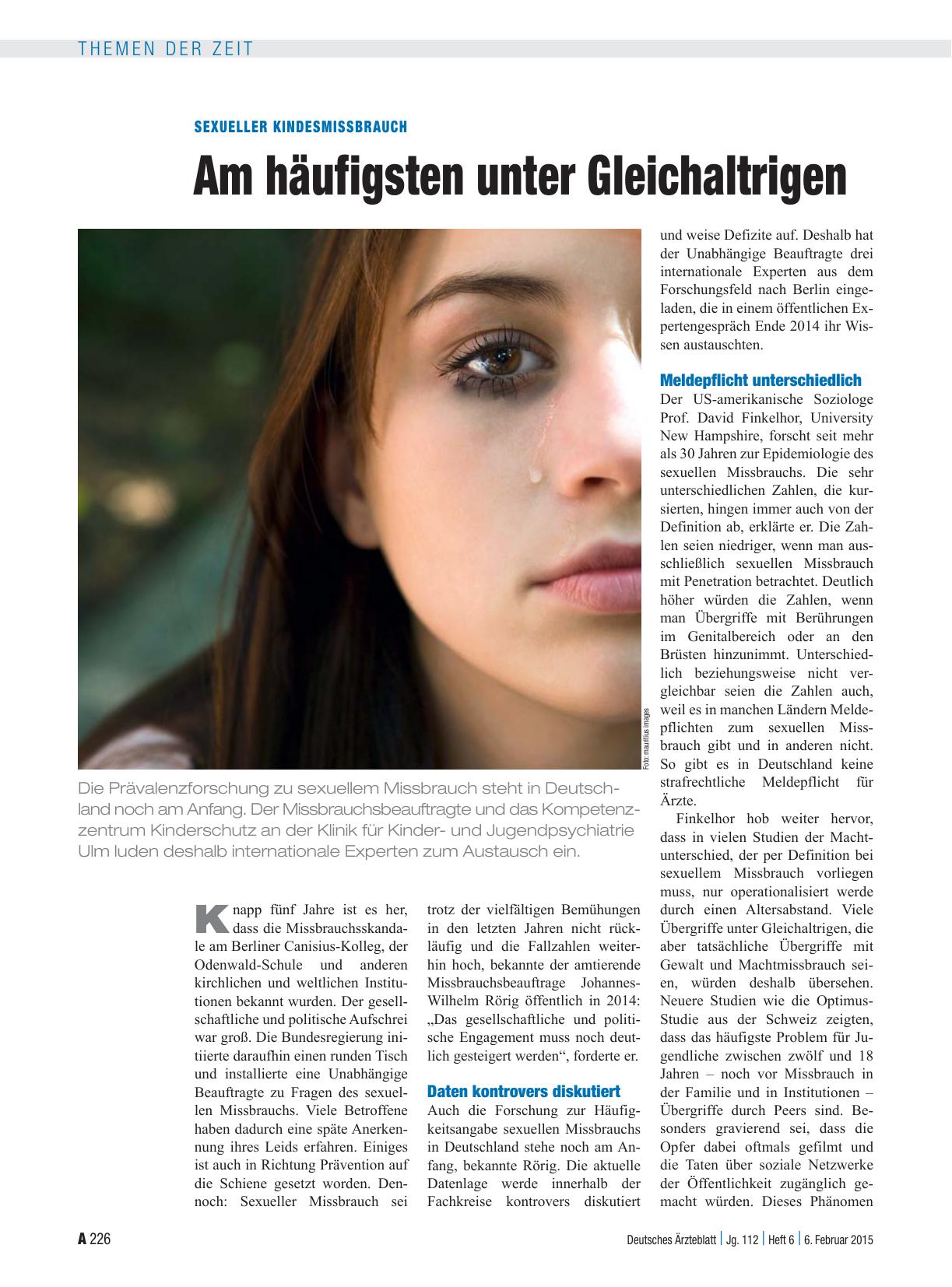 Vorschauseite 1: Sexueller Kindesmissbrauch: Am häufigsten unter Gleichaltrigen