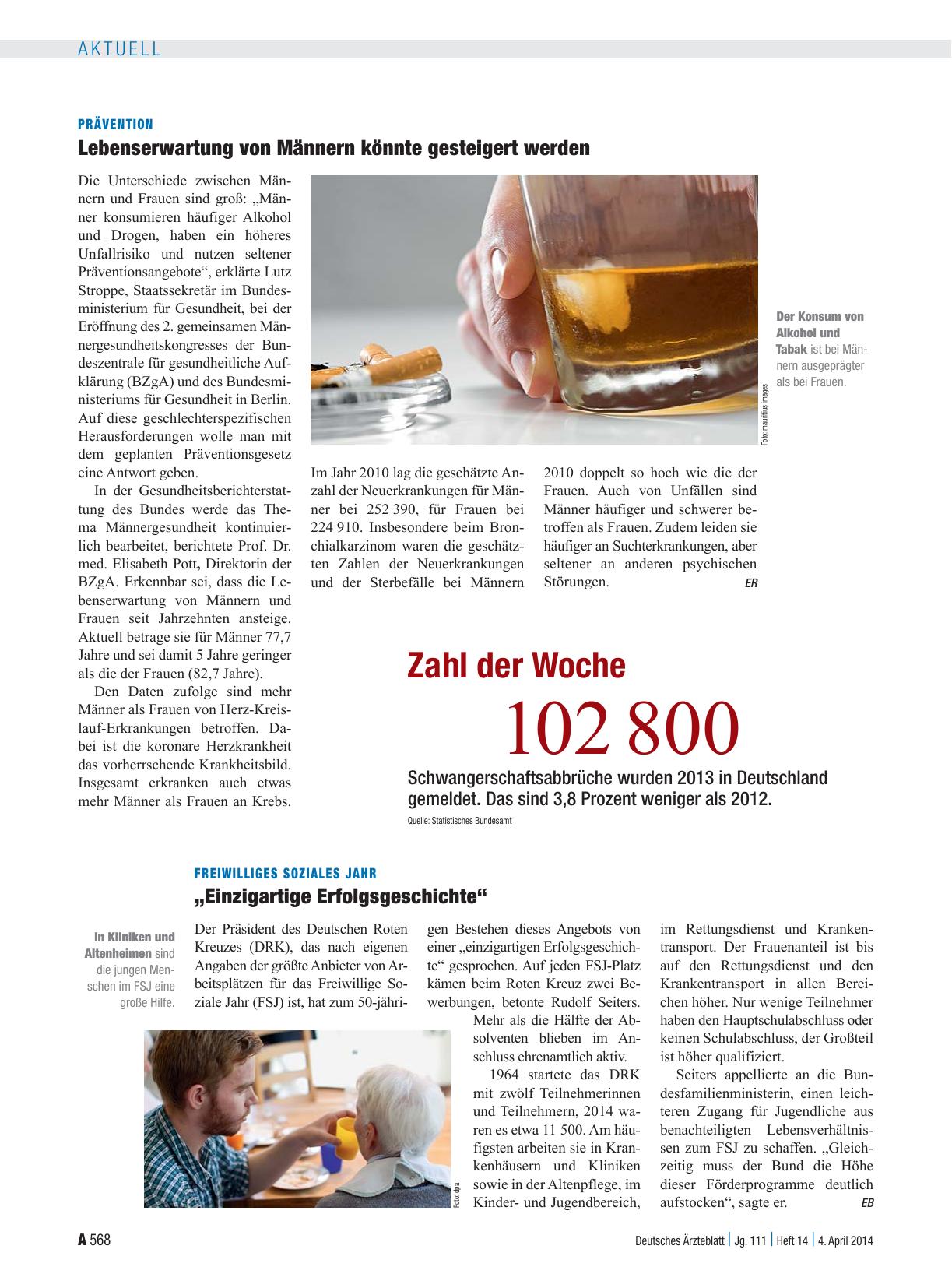 Vorschauseite 1: Prävention: Lebenserwartung von Männern könnte gesteigert werden