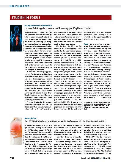 Vorschauseite 1: Myokardinfarkt: Bei STEMI-Patienten ohne klassische Risikofaktoren ist die Sterblichkeit erhöht