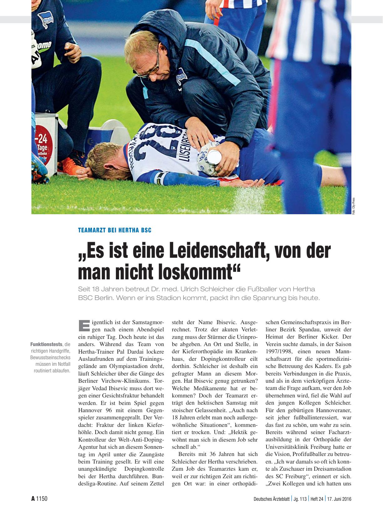 Vorschauseite 1: Teamarzt bei Hertha BSC: „Es ist eine Leidenschaft, von der man nicht loskommt“