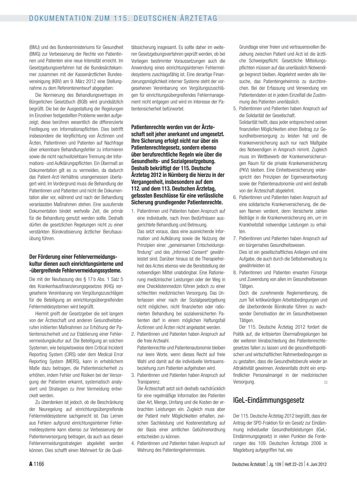 Vorschauseite 5: Entschließungen zum Tagesordnungspunkt I: Gesundheits-, Sozialund ärztliche Berufspolitik