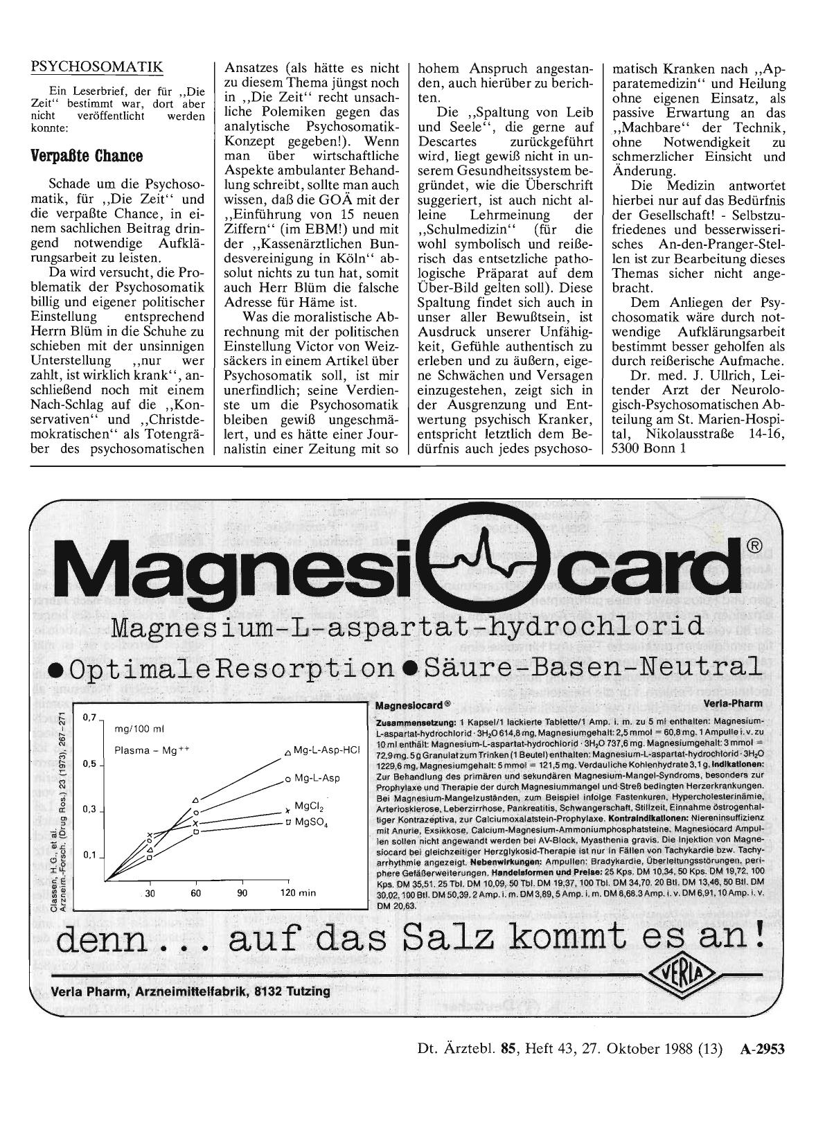 Vorschauseite 1: PSYCHOSOMATIK: Verpaßte Chance