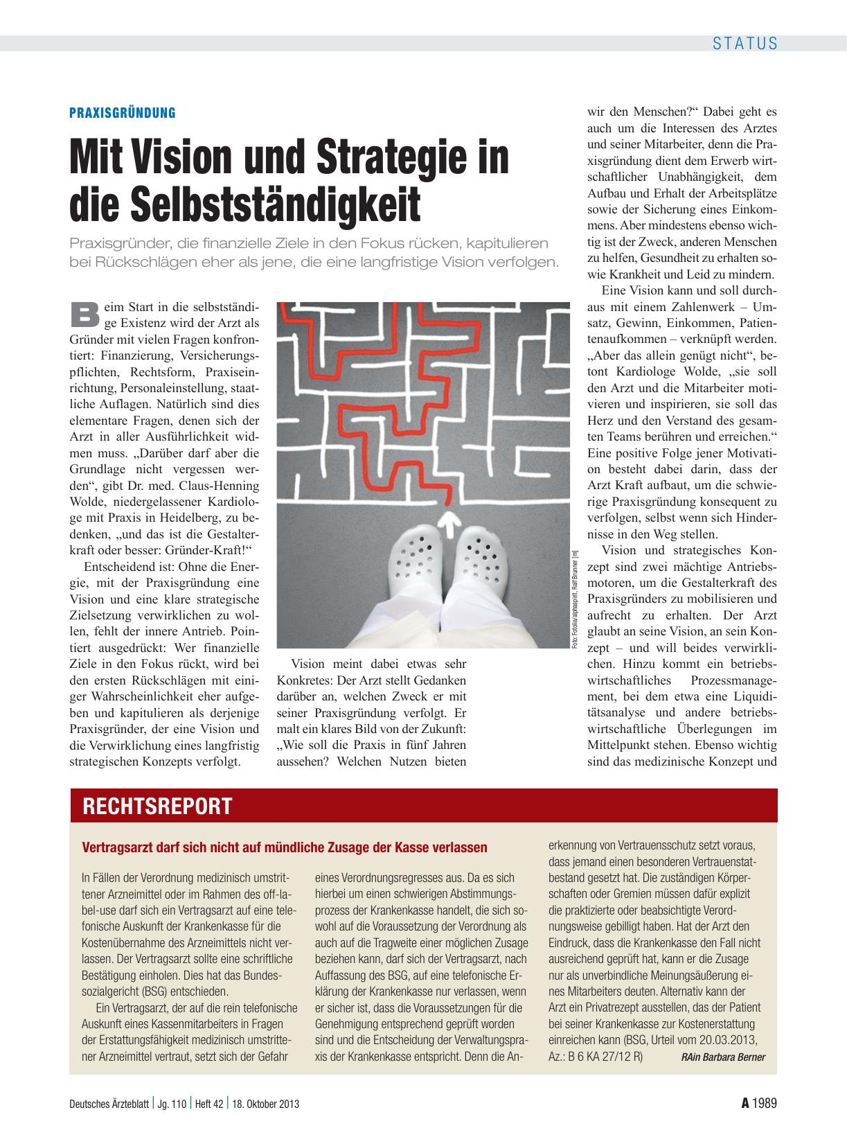 Vorschauseite 1: Vertragsarzt darf sich nicht auf mündliche Zusage der Kasse verlassen
