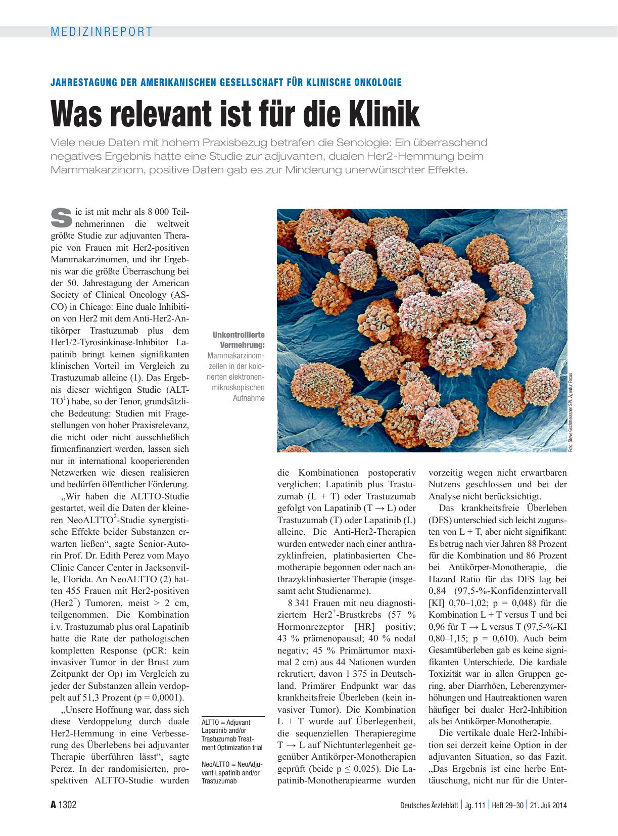 Vorschauseite 1: Jahrestagung der Amerikanischen Gesellschaft für klinische Onkologie: Was relevant ist für die Klinik