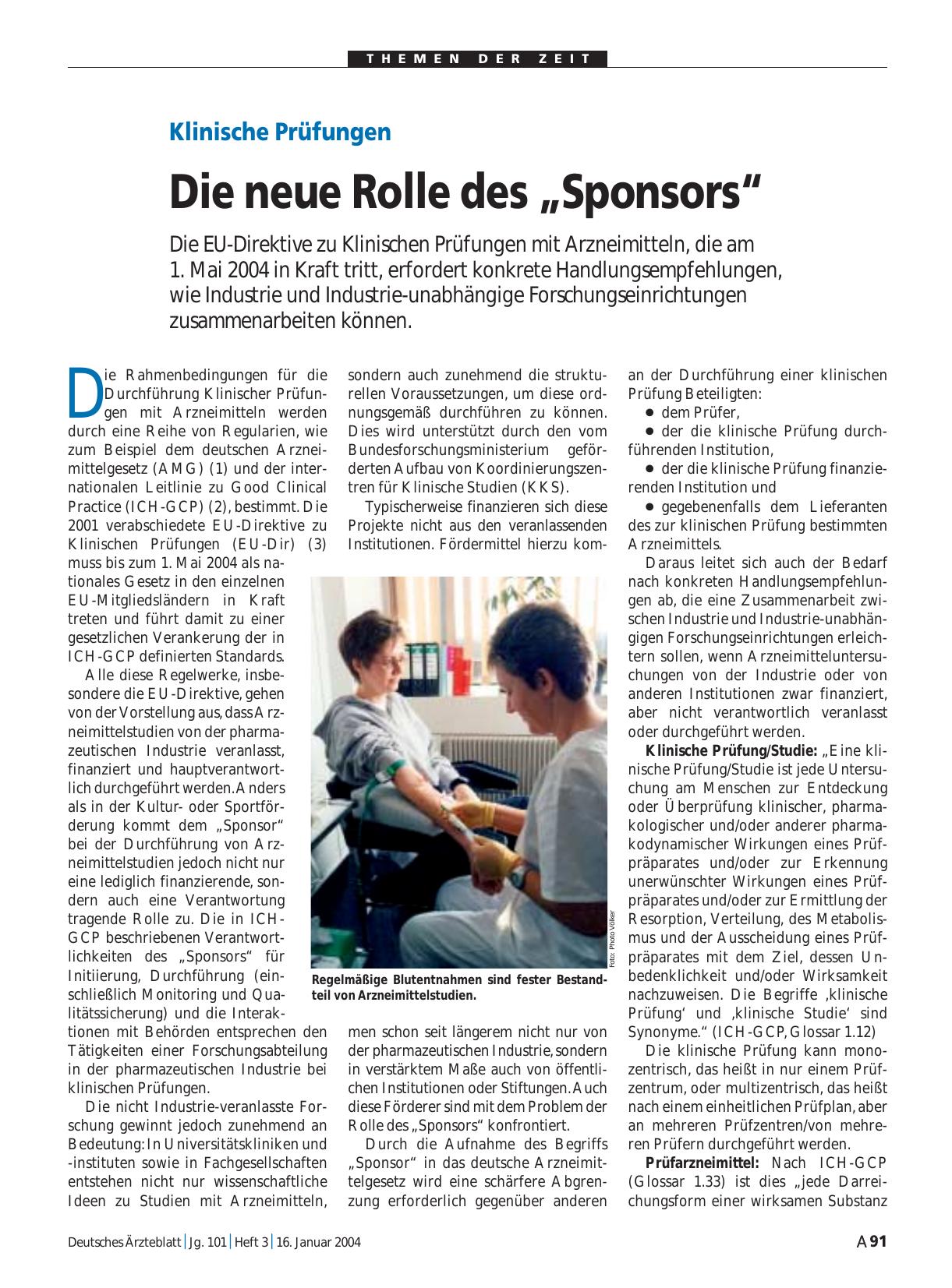 Vorschauseite 1: Klinische Prüfungen: Die neue Rolle des „Sponsors“