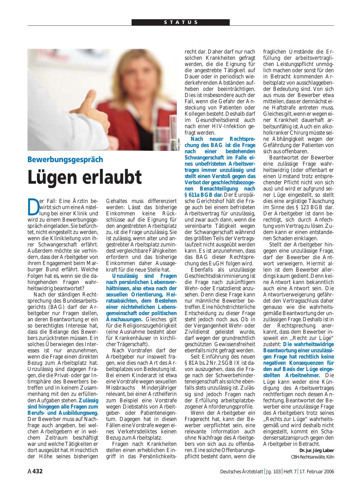 Vorschauseite 1: Bewerbungsgespräch: Lügen erlaubt