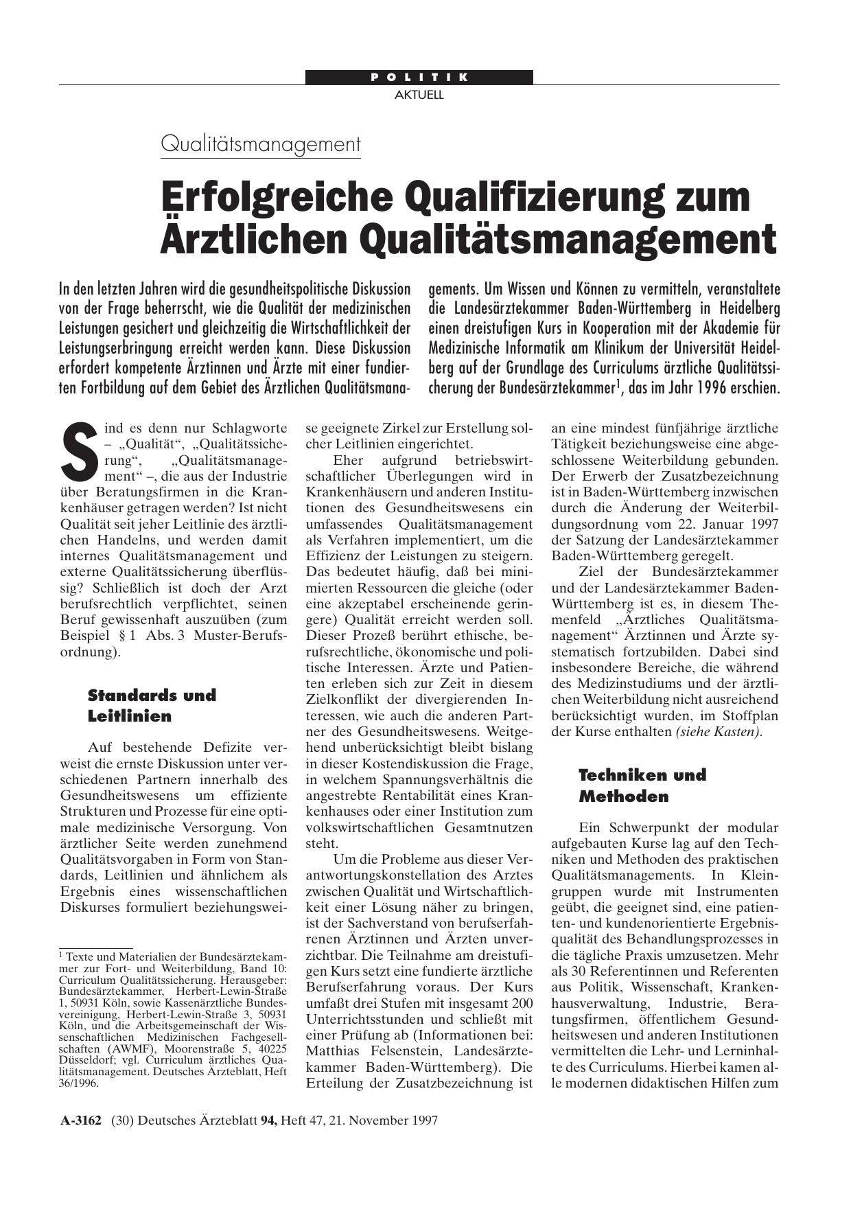 Vorschauseite 1: Qualitätsmanagement: Erfolgreiche Qualifizierung zum Ärztlichen Qualitätsmanagement