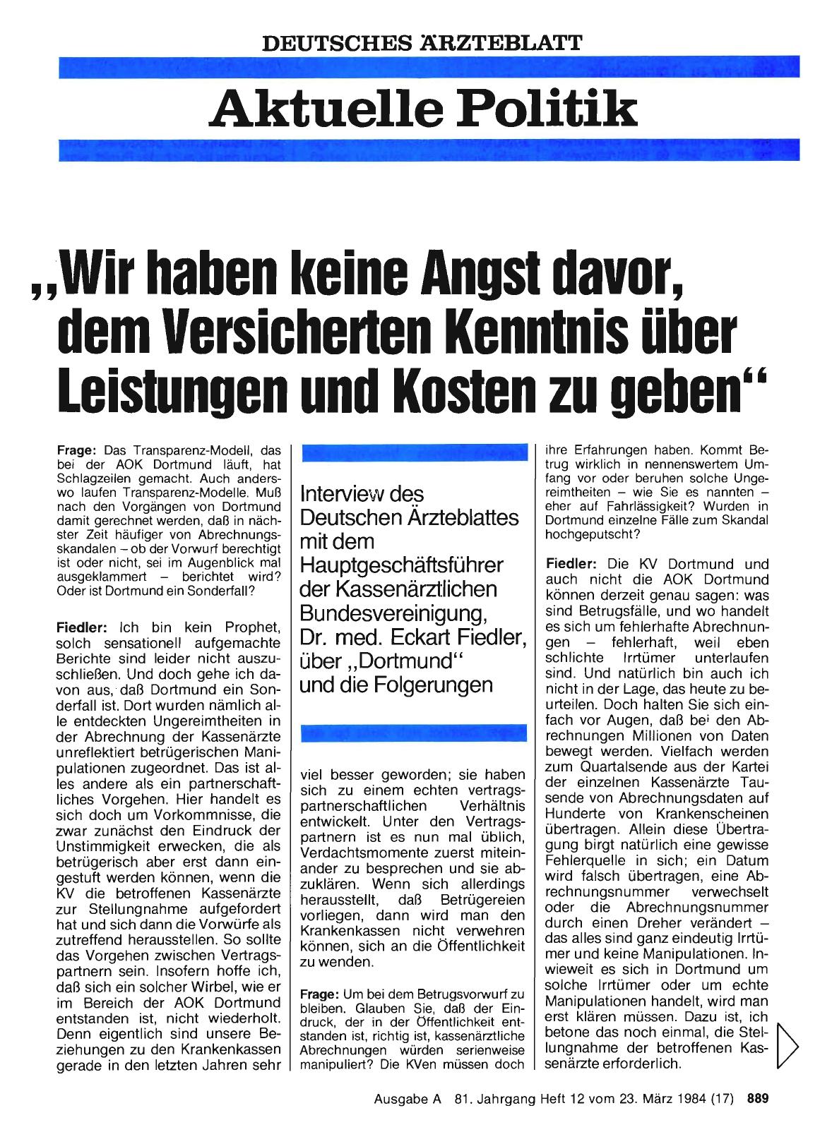 Vorschauseite 1: „Wir haben keine Angst davor, dem Versicherten Kenntnis über Leistungen und Kosten zu geben„